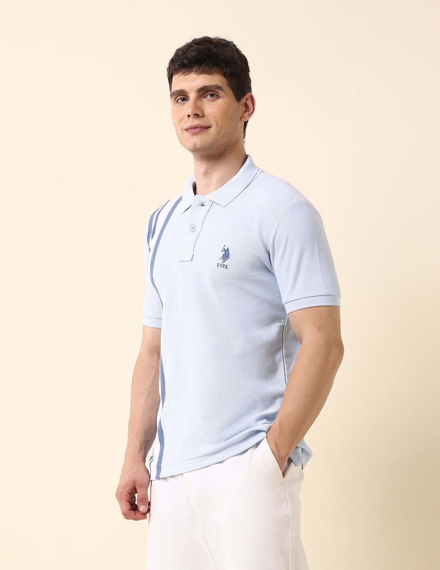 Vertical Striped Classic Polo Shirt Light Blue - U.S. Polo Assn. India | Large