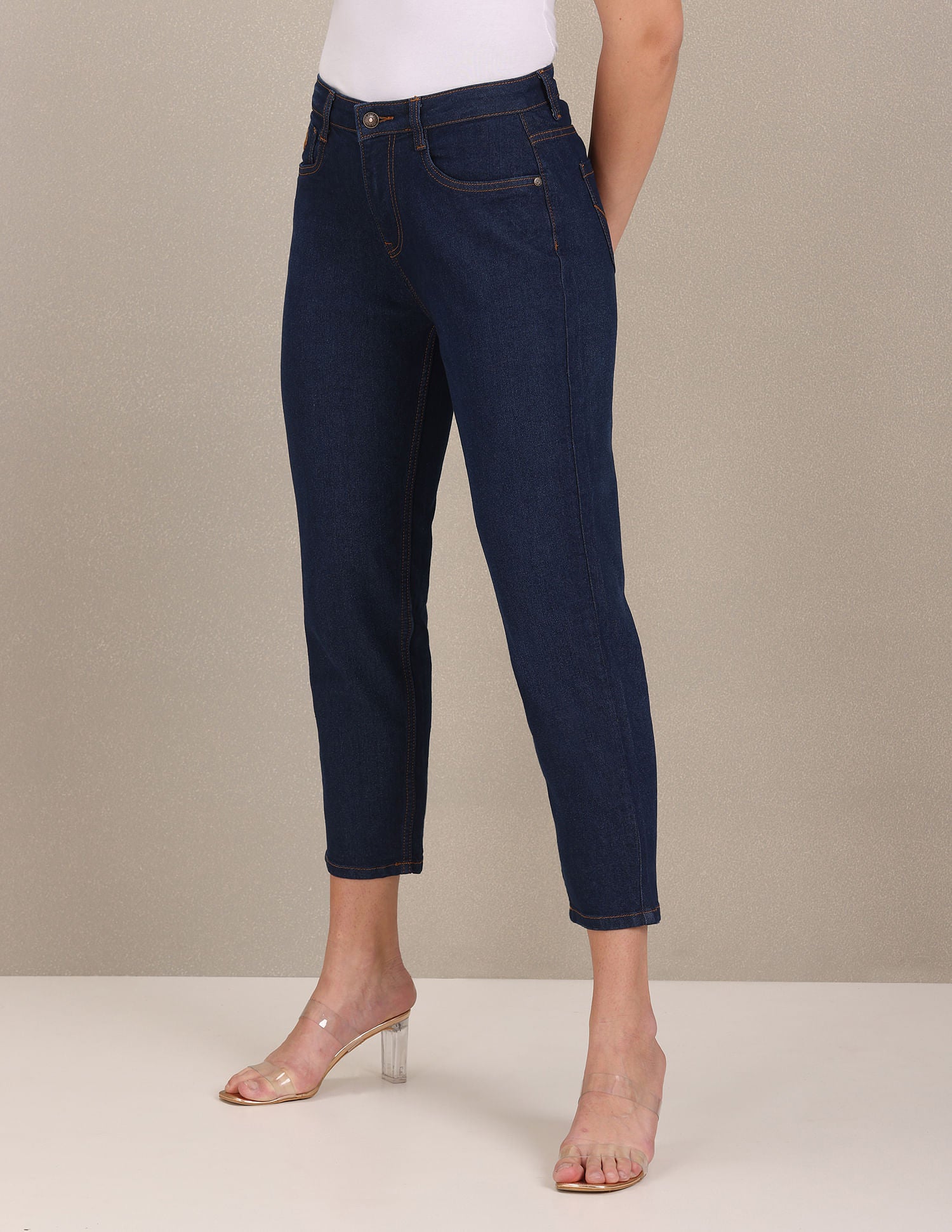 Mom Fit Rinsed Jeans Dark Blue - U.S. Polo Assn. India | Large