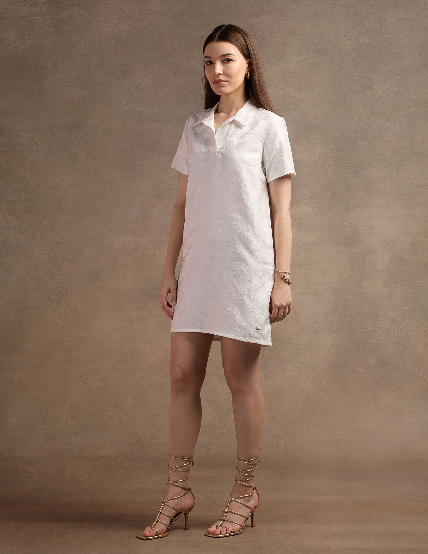 Polo Collar Jacquard Shift Dress White - U.S. POLO ASSN. | Large