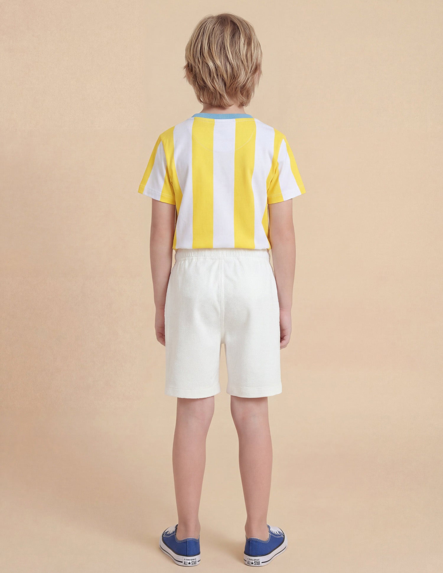 Boys Relaxed Fit Textured Shorts White - U.S. Polo Assn. India | Large