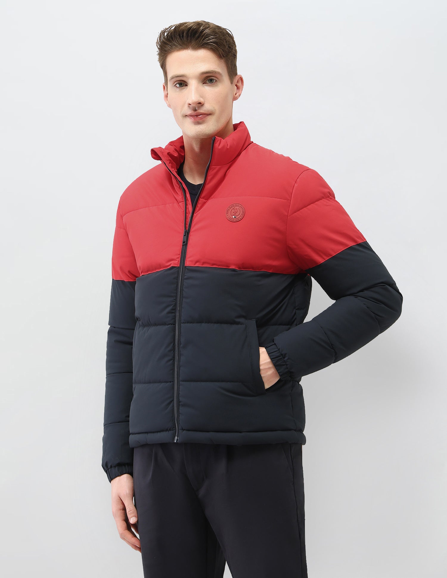 Colour Blocked Regular Fit Puffer Jacket Navy - U.S. Polo Assn. India | Large