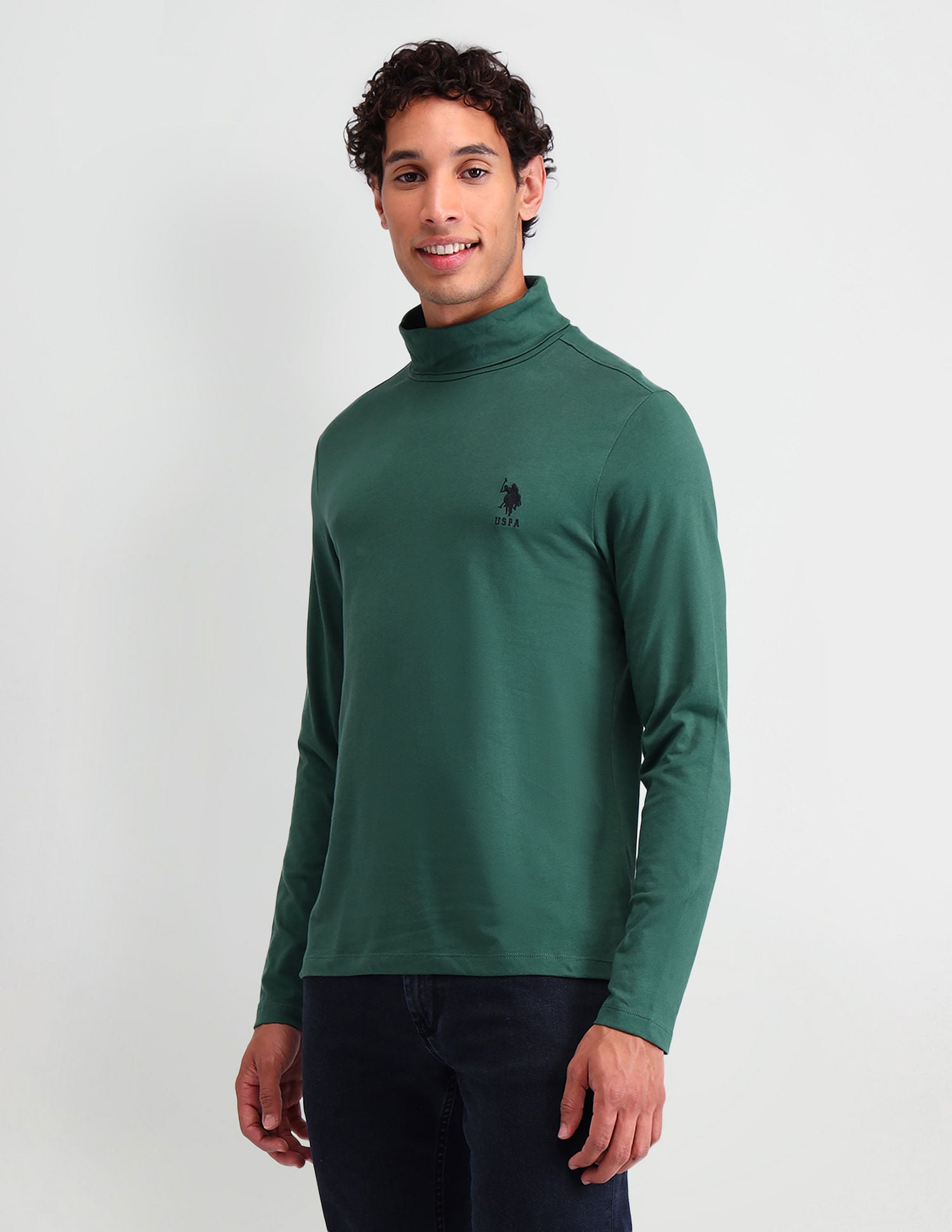 Outdoor Muscle Fit Solid T-Shirt Dark Green - U.S. POLO ASSN. | Large