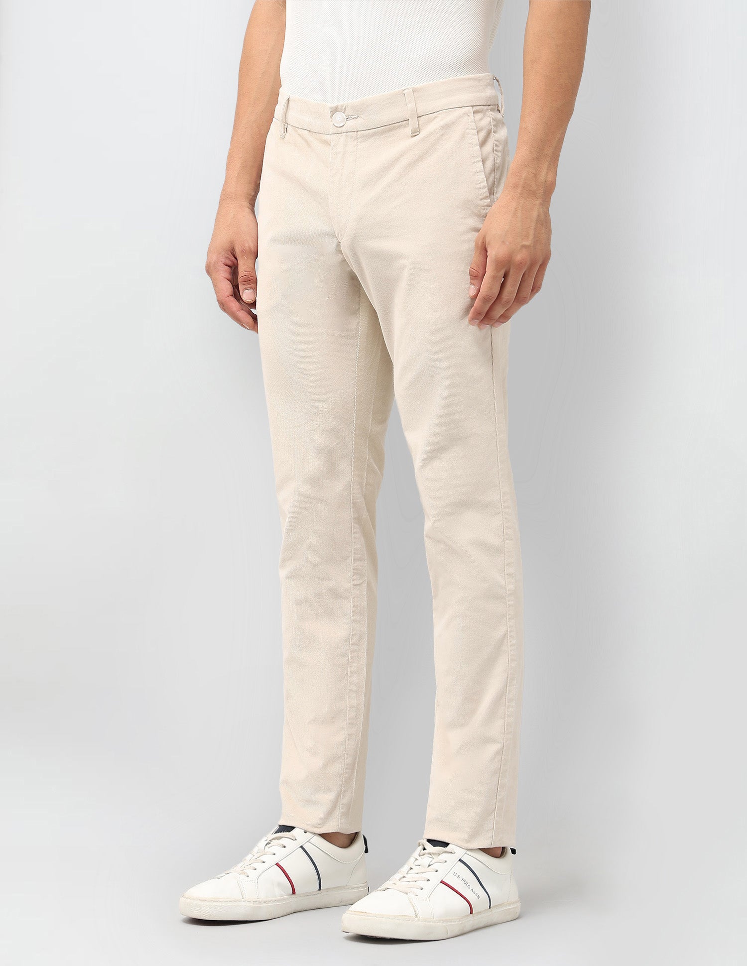 Slim Fit Mid Rise Trousers Ecru - U.S. POLO ASSN. | Large