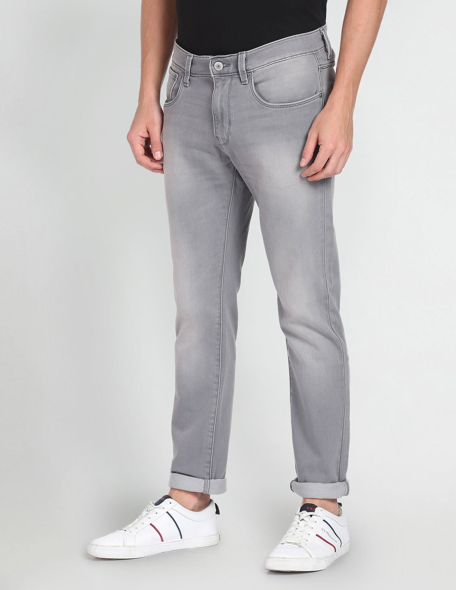 Brandon Slim Tapered Stone Wash Jeans Grey - U.S. POLO ASSN. | Large