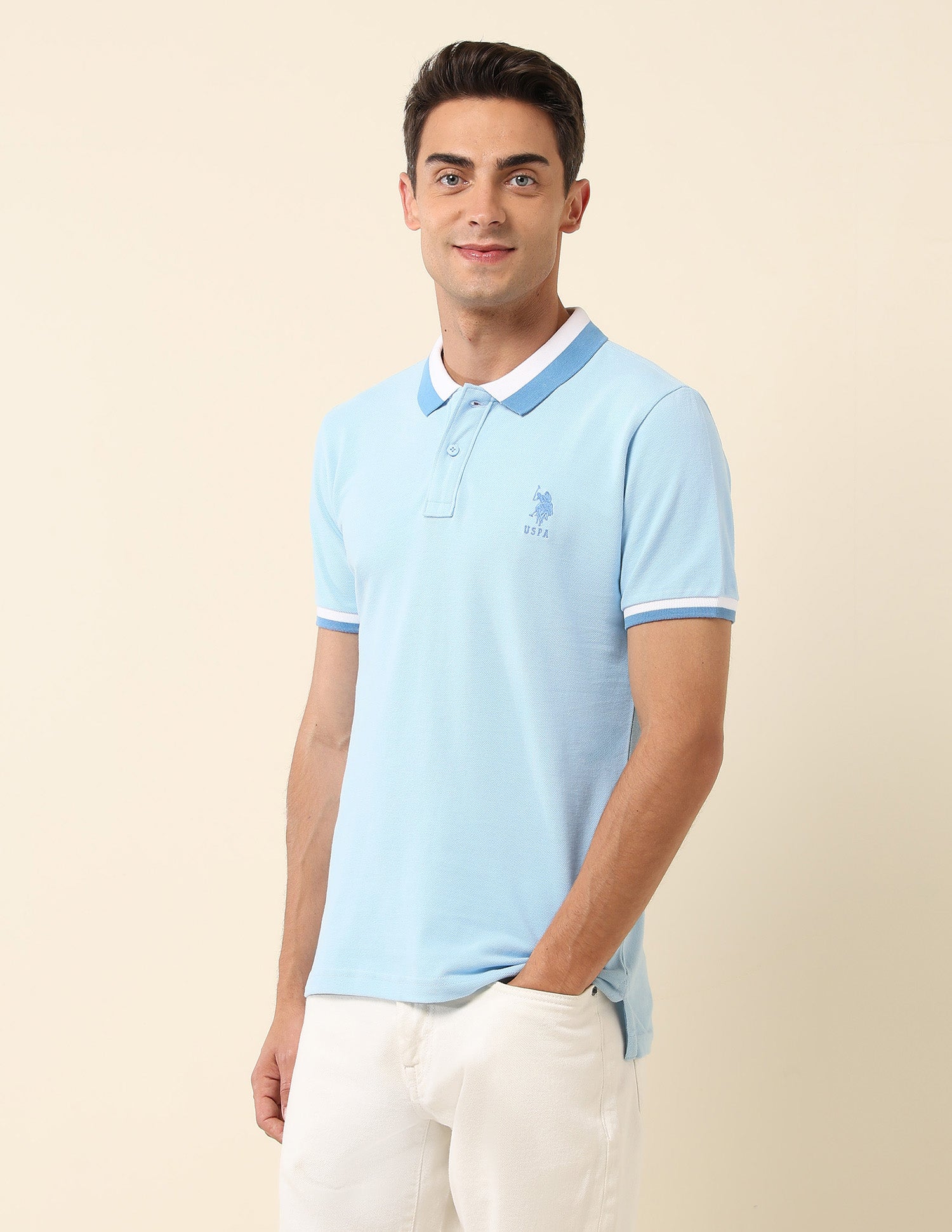 Solid Slim Fit Polo Shirt Light Blue - U.S. POLO ASSN. | Large