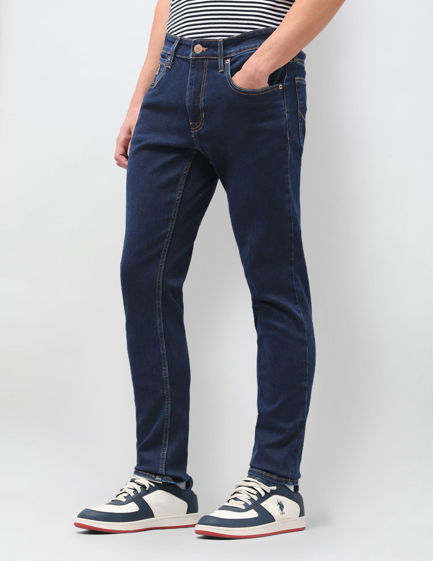 Solid Slim Fit Jeans Blue - U.S. Polo Assn. India | Large