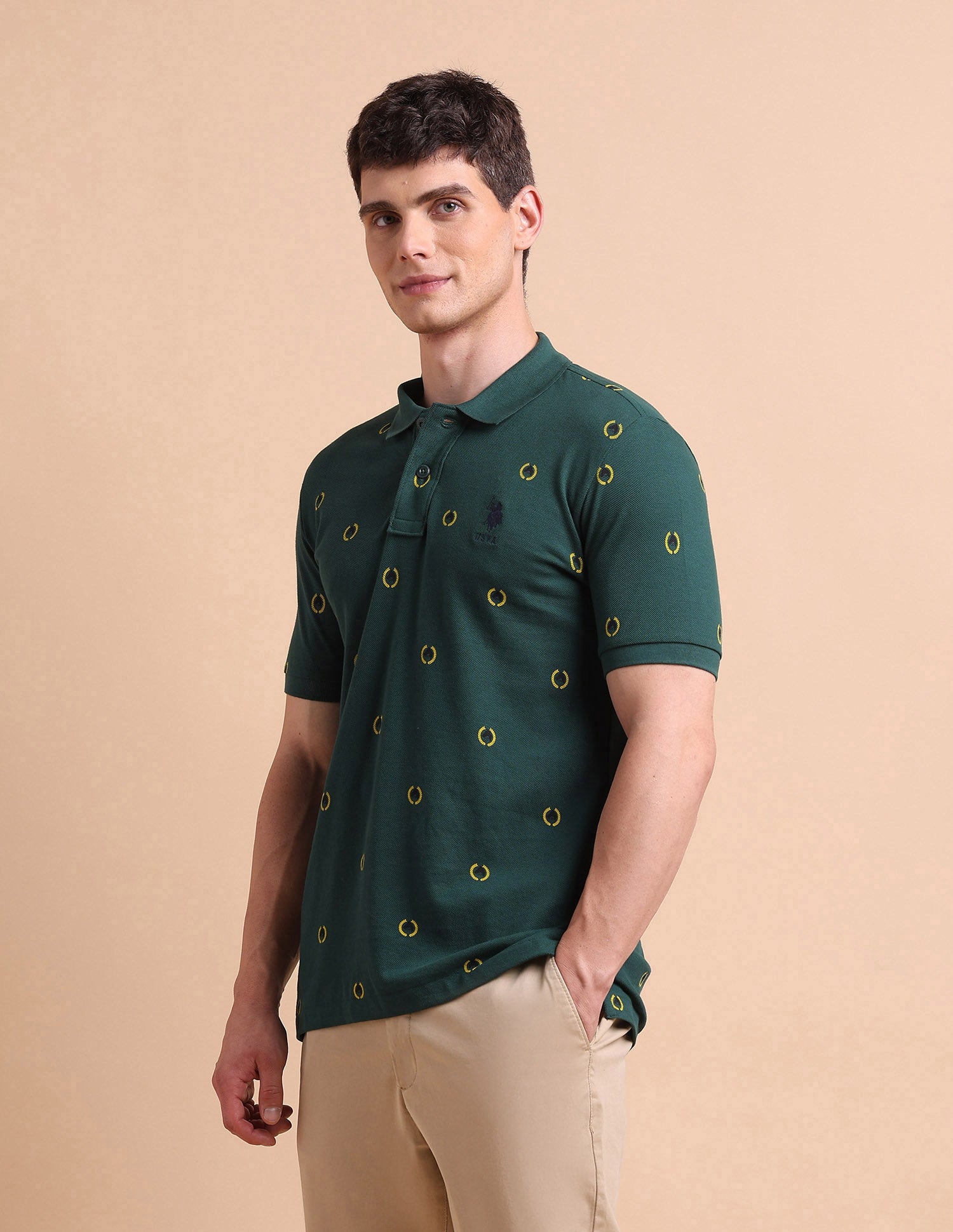 Heritage Print Polo Shirt Dark Green - U.S. POLO ASSN. | Large