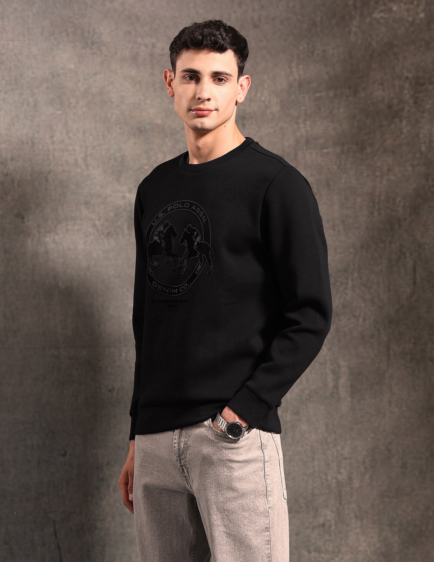 Black & Gold Regular Fit Sweatshirt Black - U.S. POLO ASSN. | Large