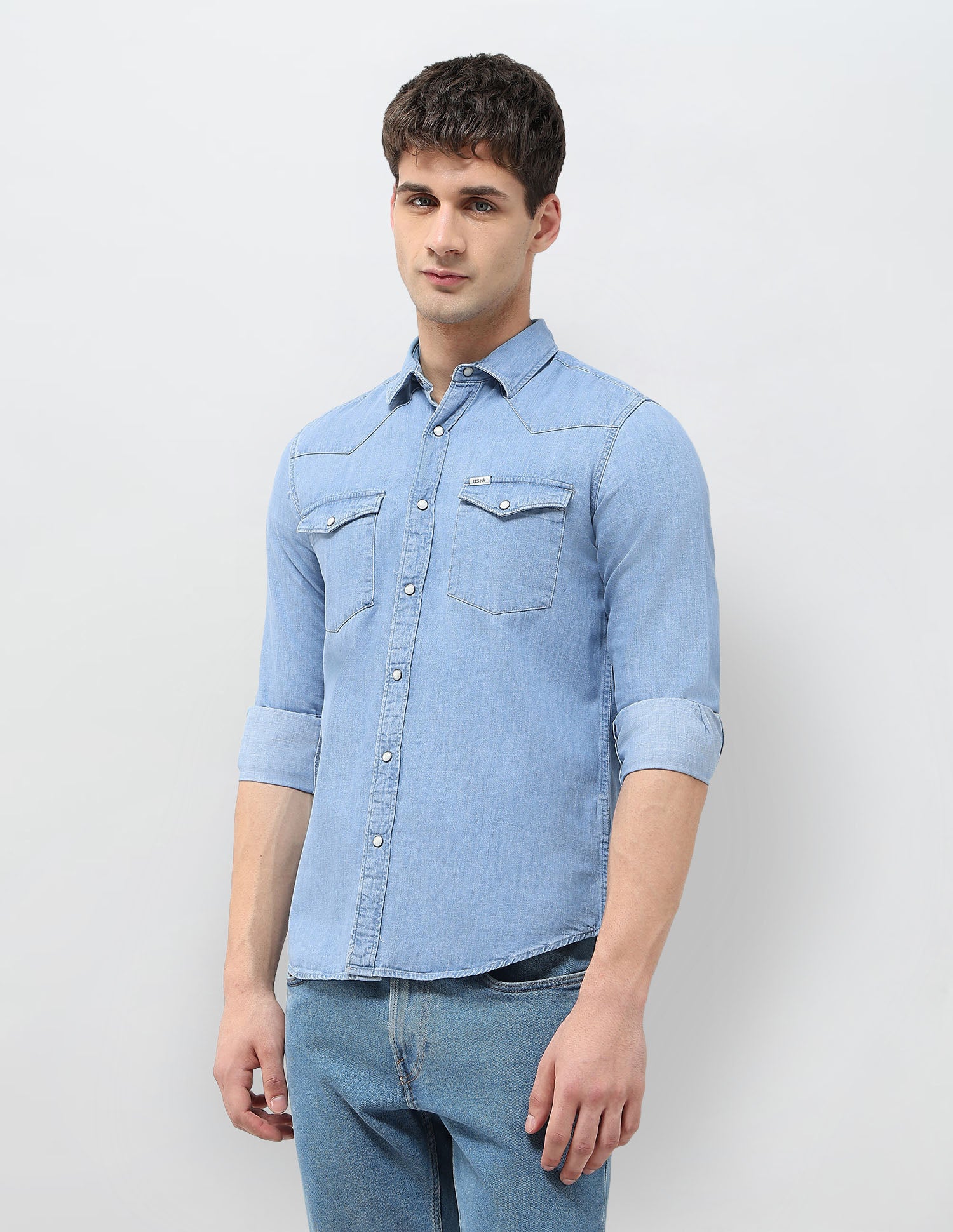 Slim Fit Twill Shirt Indigo - U.S. POLO ASSN. | Large