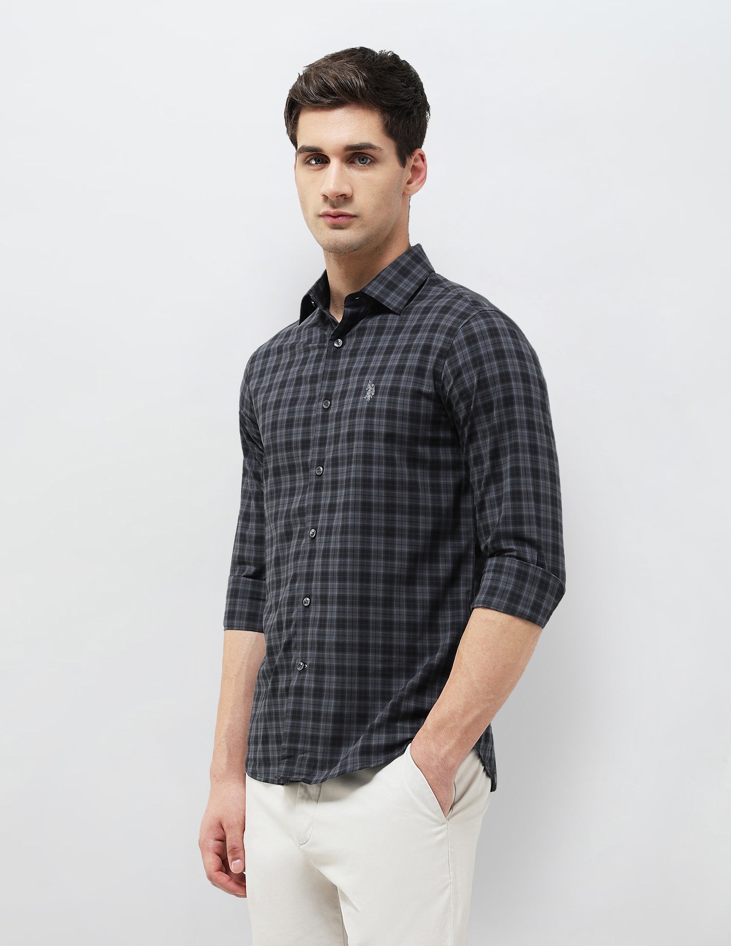 Regular Fit Tartan Checked Shirt Dark Grey - U.S. POLO ASSN. | Large