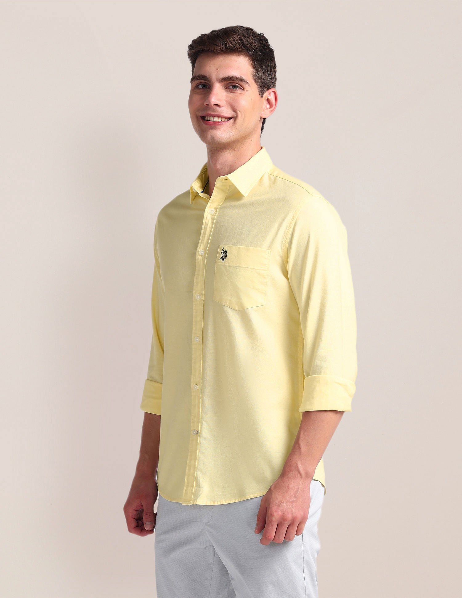 Solid Dobby Shirt Yellow - U.S. Polo Assn. India | Large