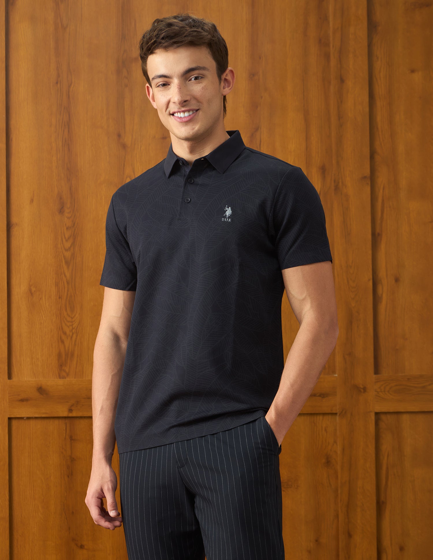 Tropical Printed Slim Fit Polo Shirt Navy - U.S. Polo Assn. India | Large