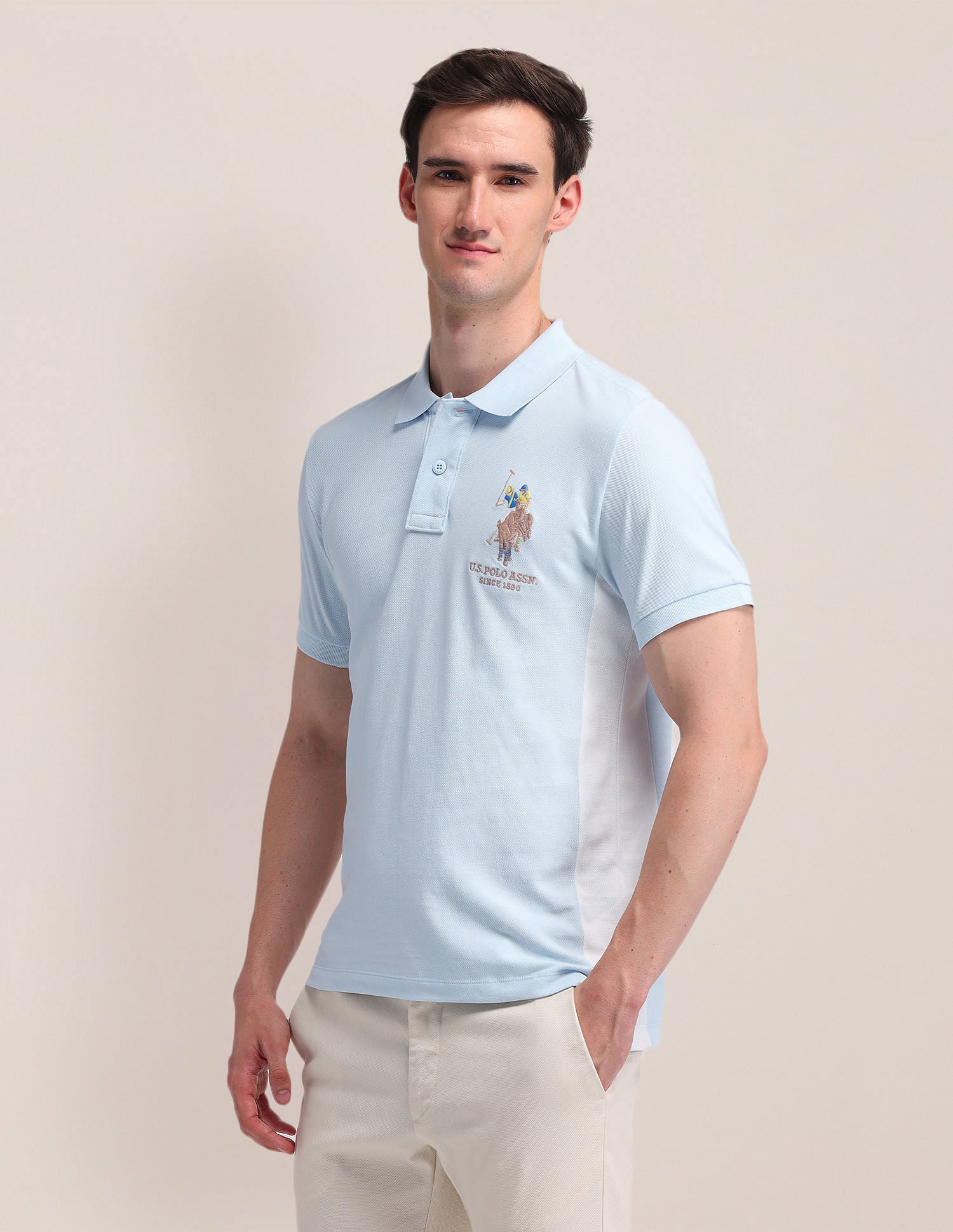 Colour Blocked Slim Fit Polo Shirt Blue - U.S. POLO ASSN. | Large