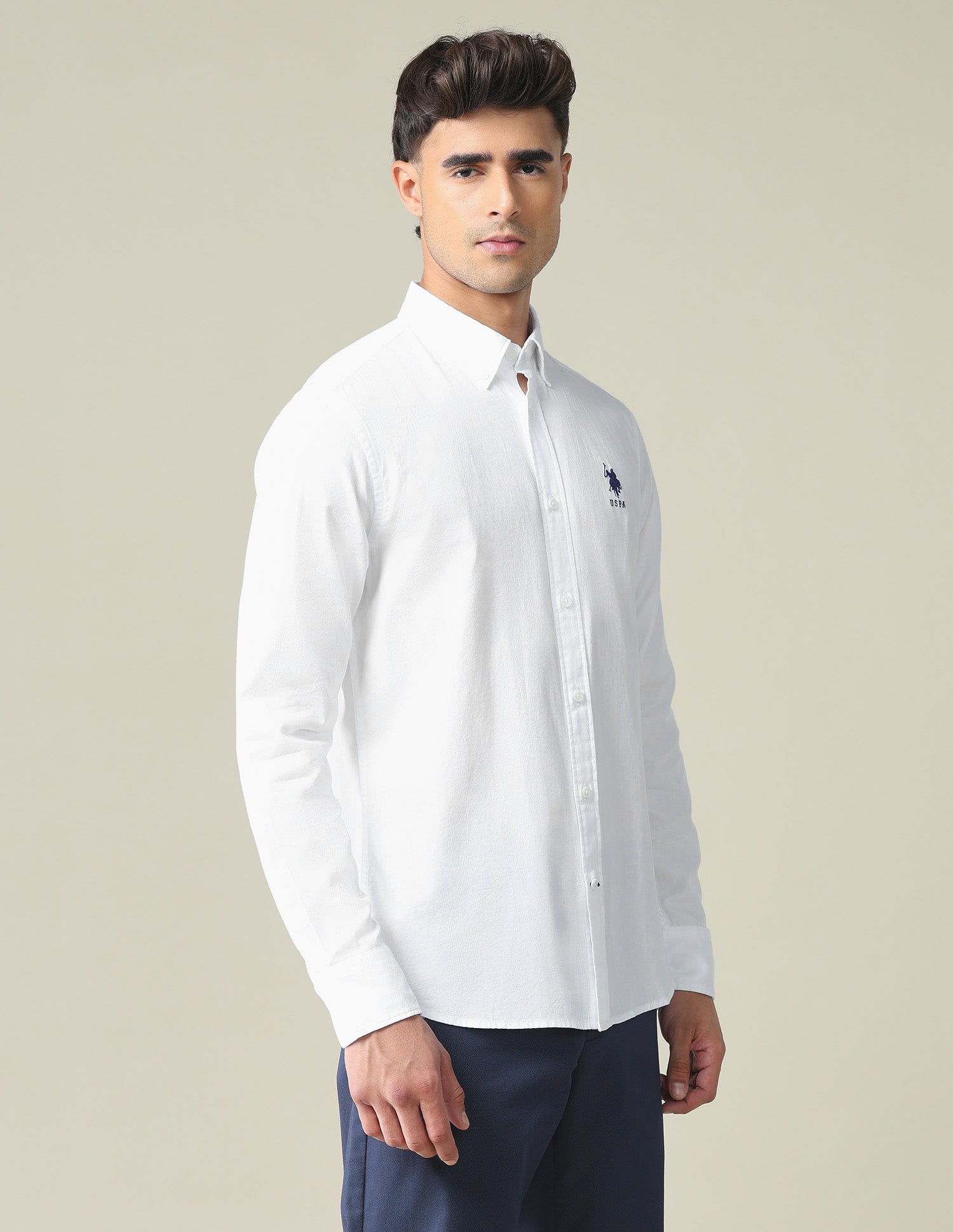 Premium Cotton Solid Formal Shirt White - U.S. POLO ASSN. | Large