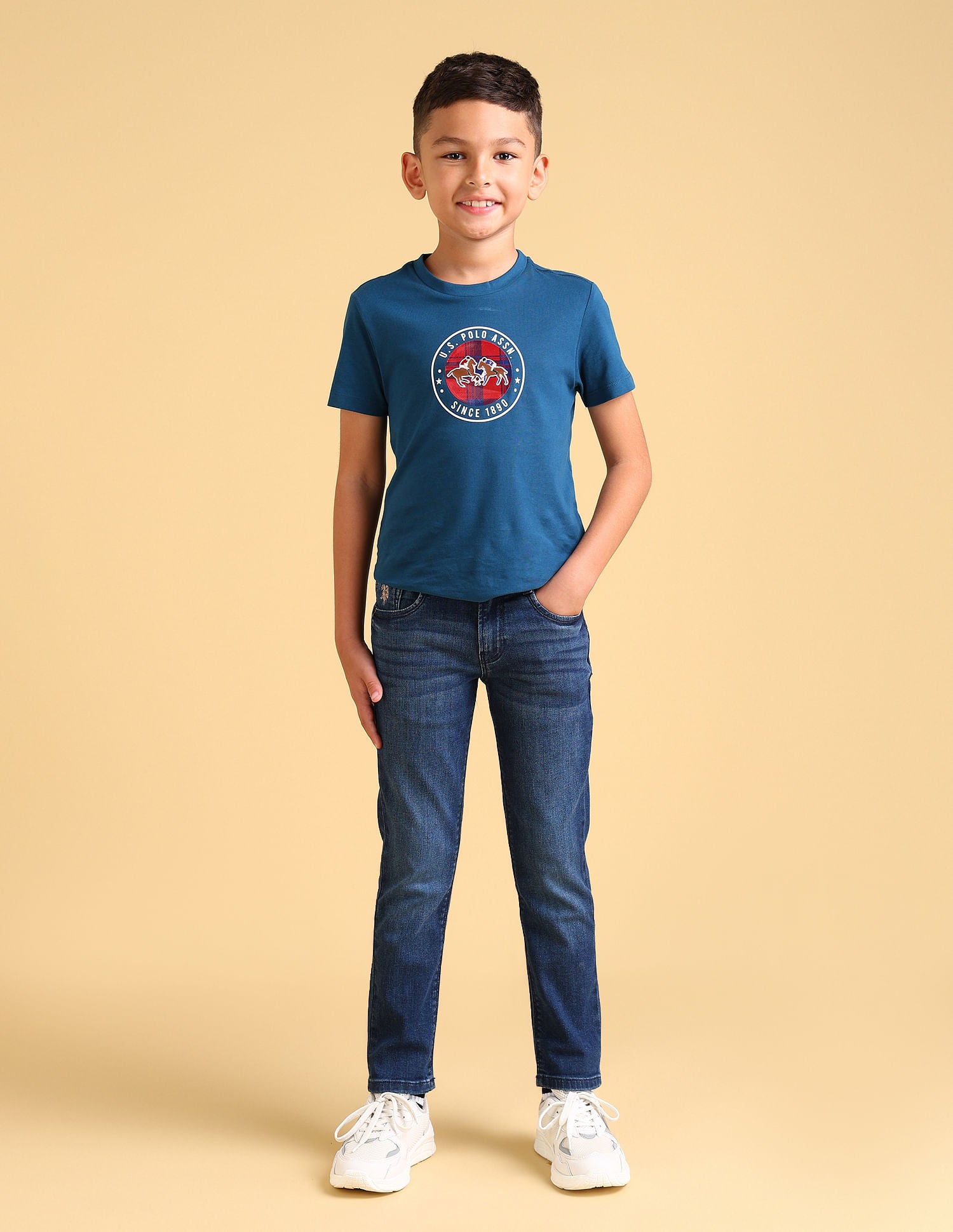 Boys Slim Fit Blue Jeans Light Blue - U.S. POLO ASSN. | Large
