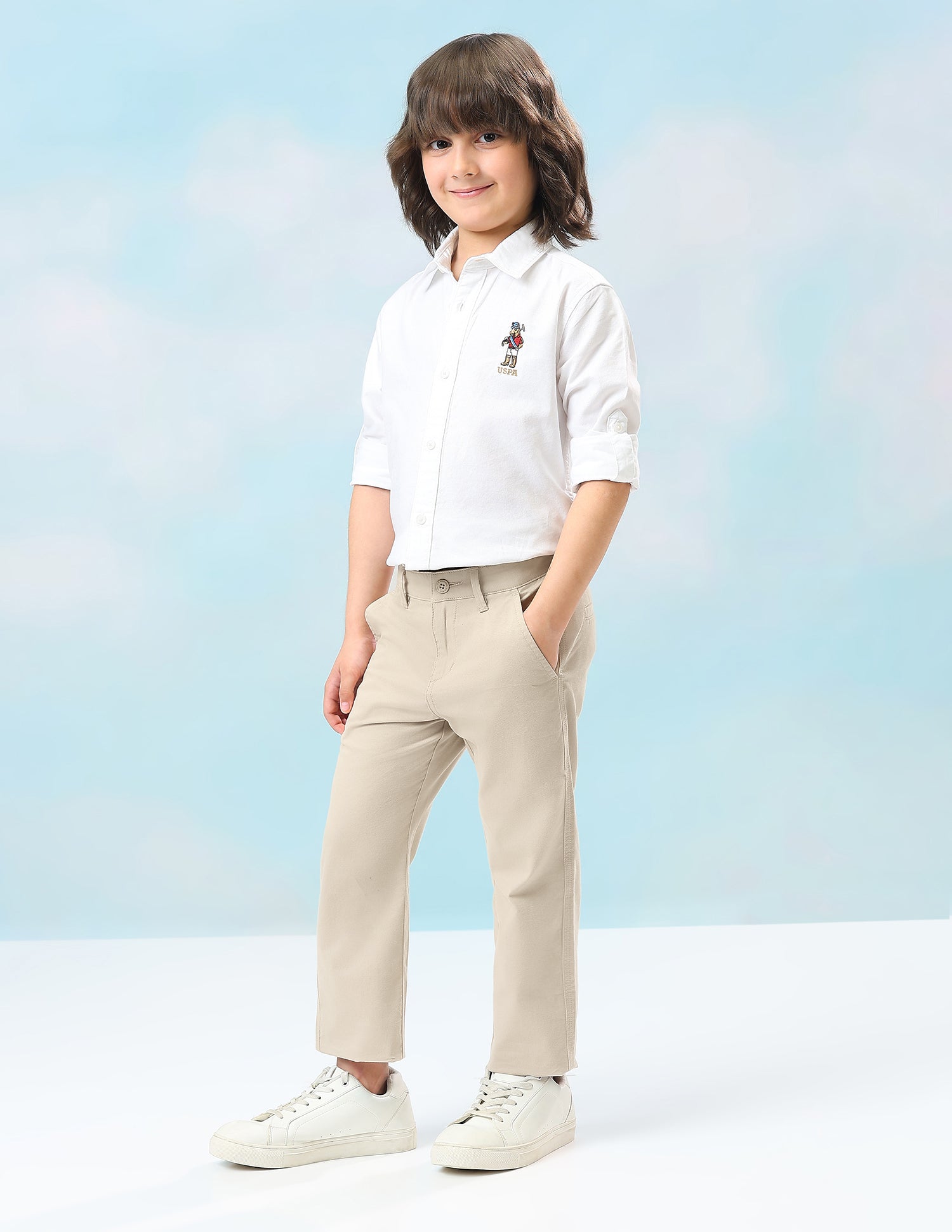 Mid Rise Twill Trousers Beige - U.S. Polo Assn. India | Large