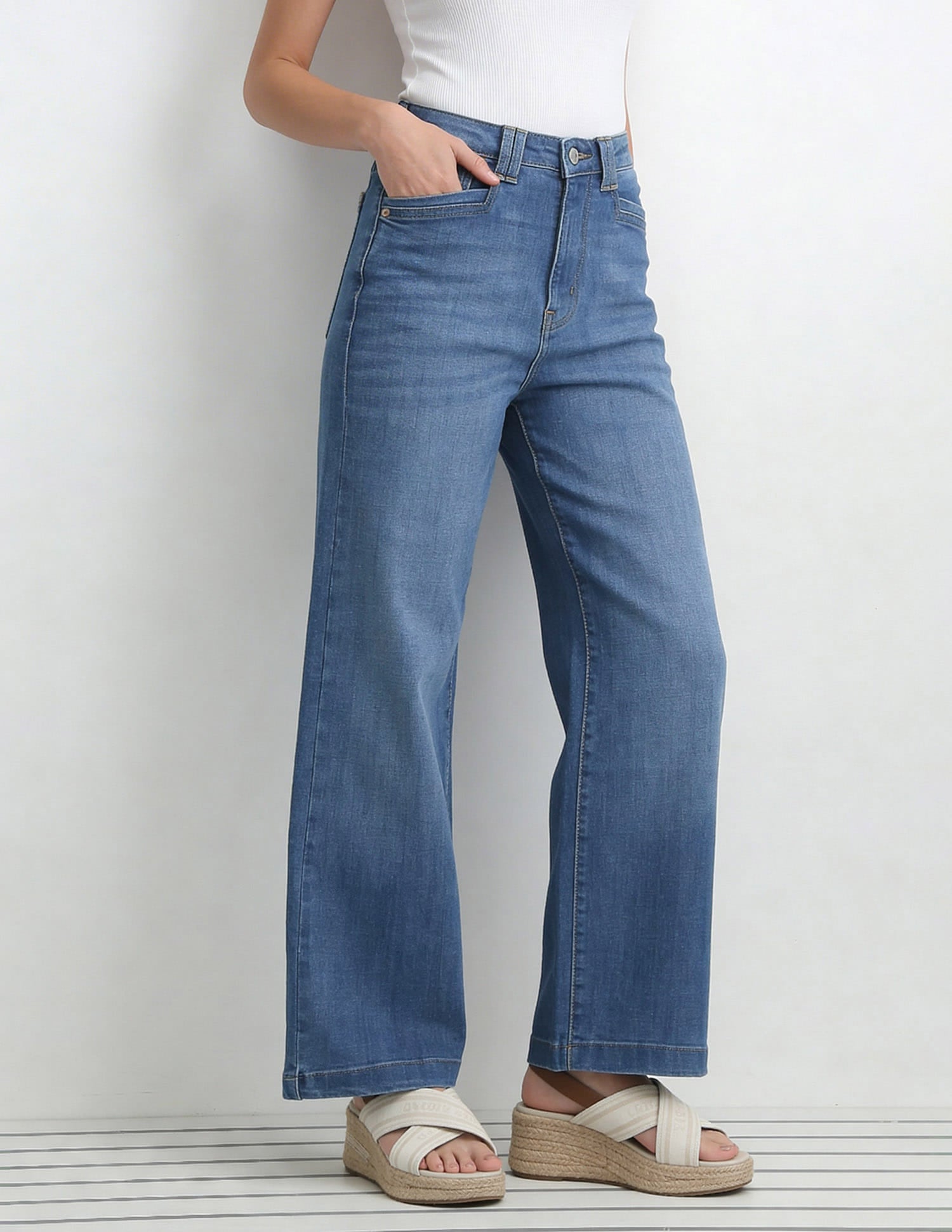 High Rise Wide Leg Jeans Blue - U.S. Polo Assn. India | Large
