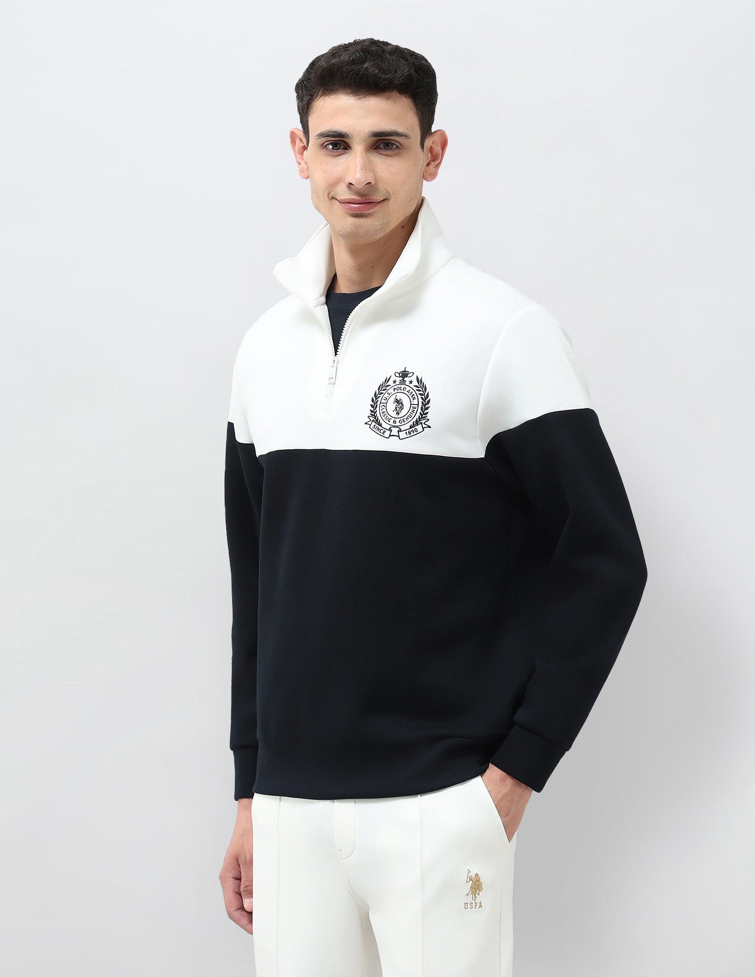 Colour Blocked Regular Fit Sweatshirt Navy - U.S. POLO ASSN. | Large