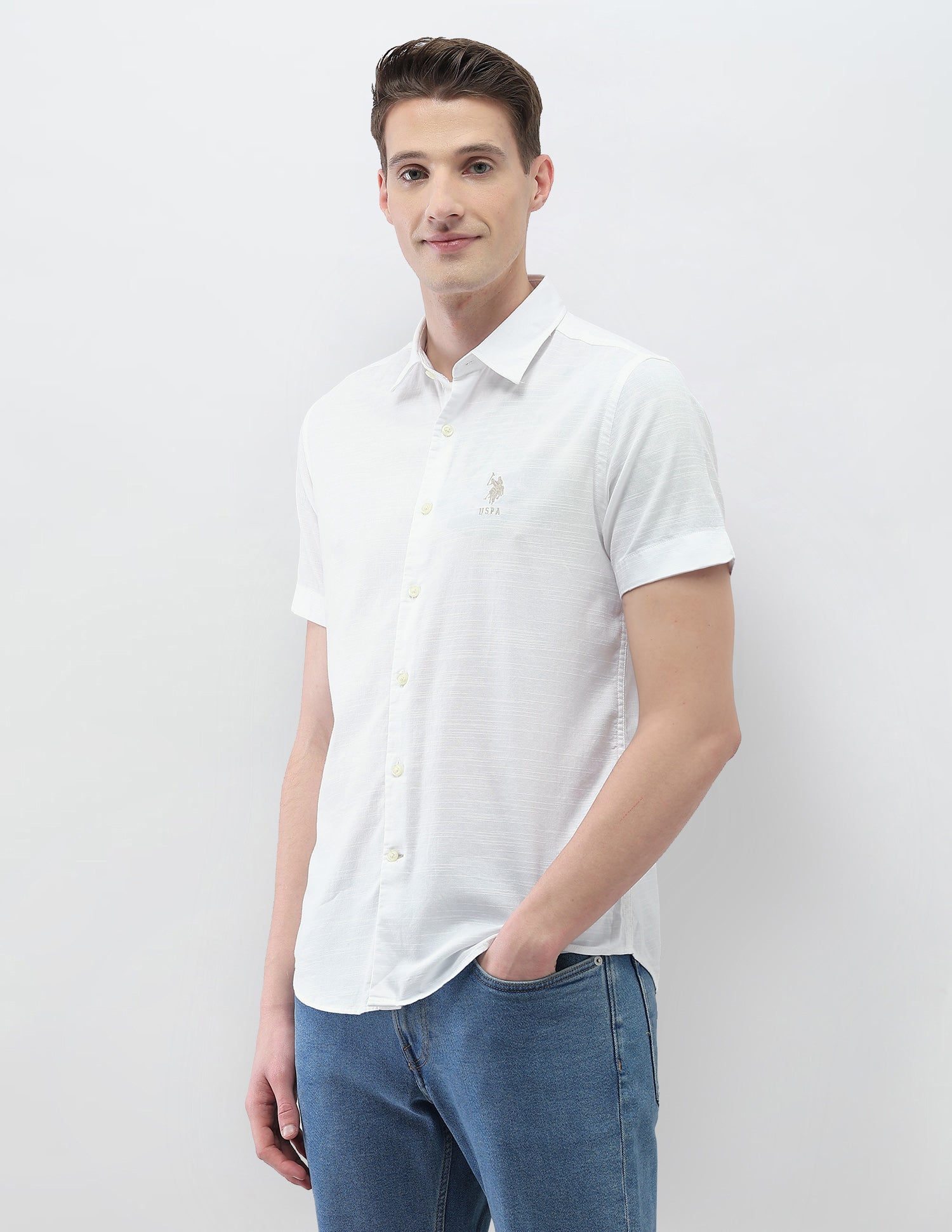 Motel On The Coast Regular Fit Shirt White - U.S. Polo Assn. India | Large