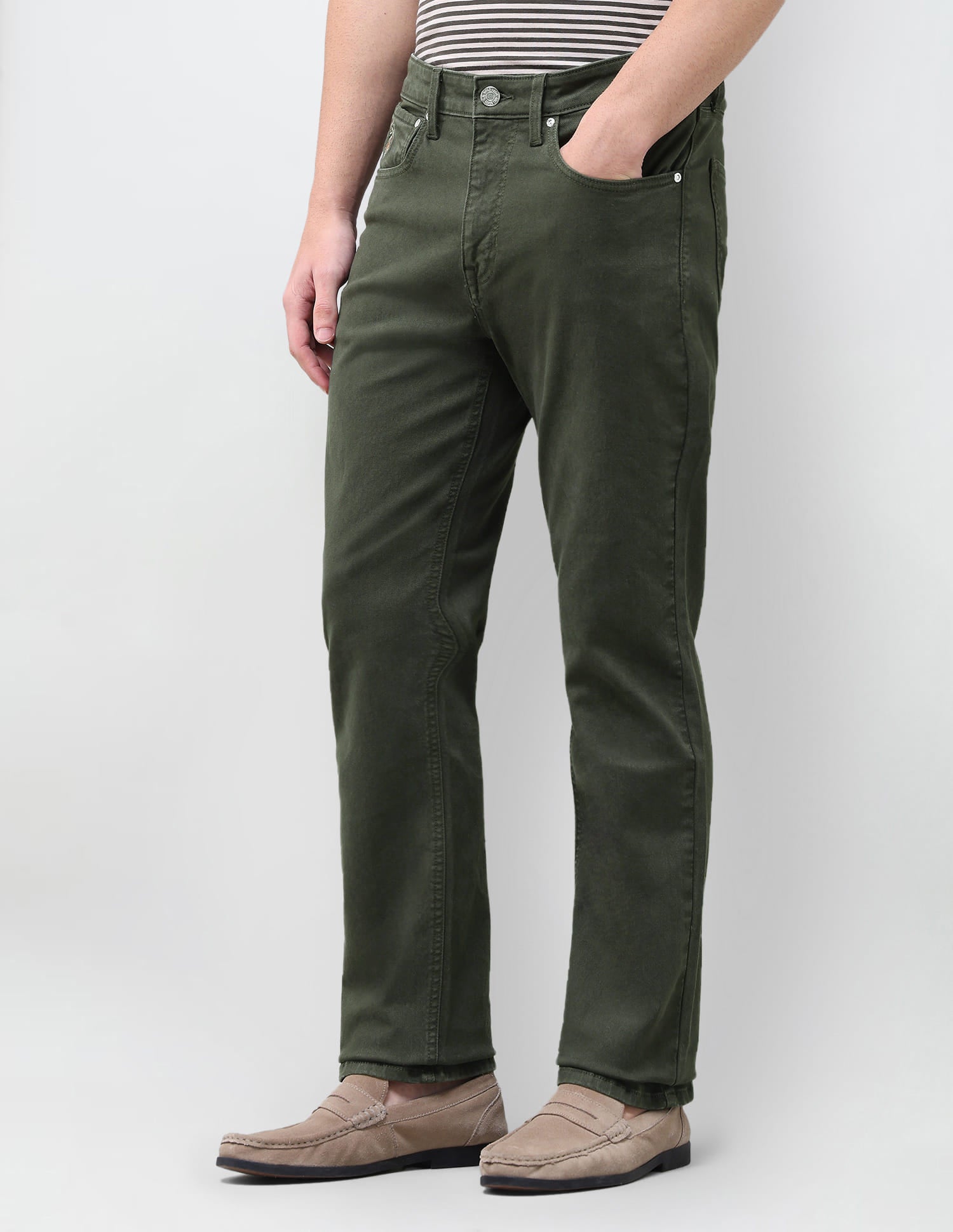 Solid Slim Straight Fit Jeans Green - U.S. Polo Assn. India | Large