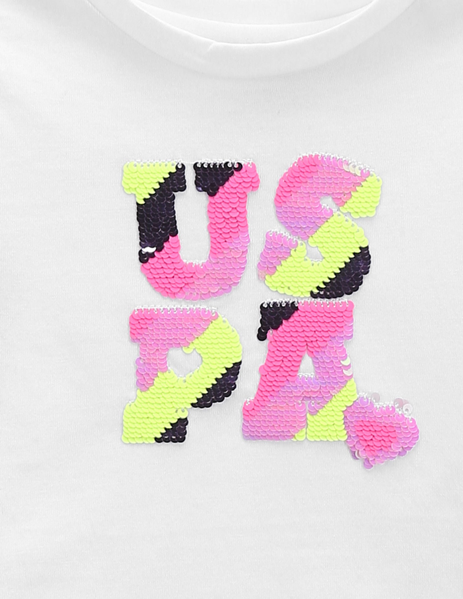 Girls Flip Sequin T-Shirt White - U.S. Polo Assn. India | Large
