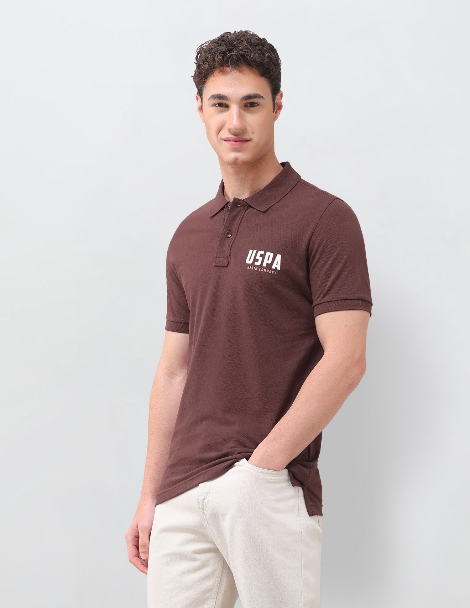 Brand Printed Slim Fit Polo Shirt Brown - U.S. Polo Assn. India | Large