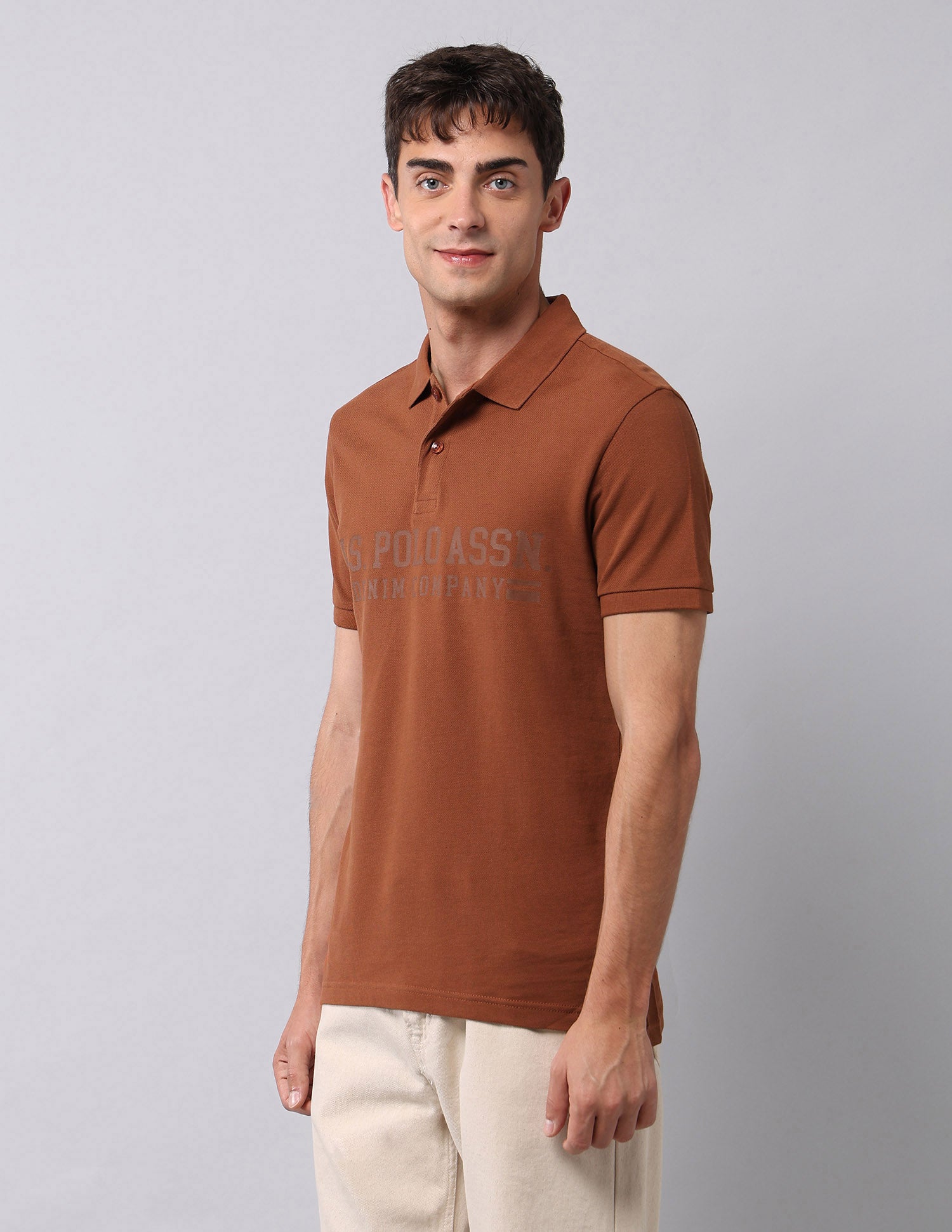 Brand Printed Muscle Fit Polo Shirt Rust - U.S. Polo Assn. India | Large