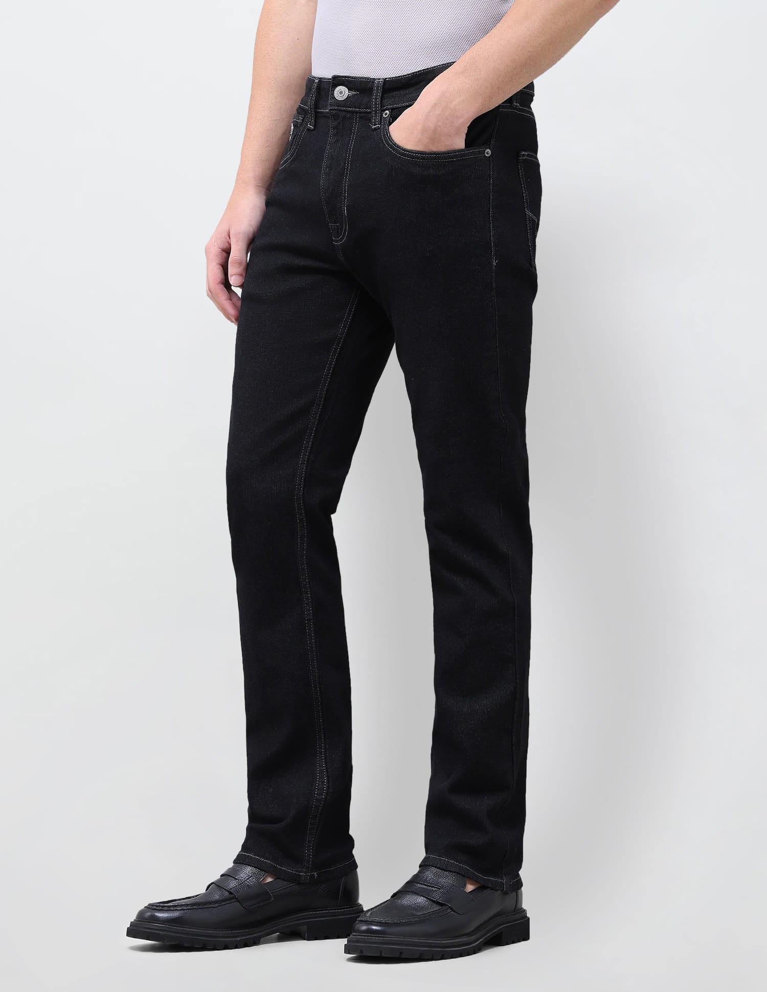 Solid Slim Straight Fit Jeans Grey - U.S. Polo Assn. India | Large