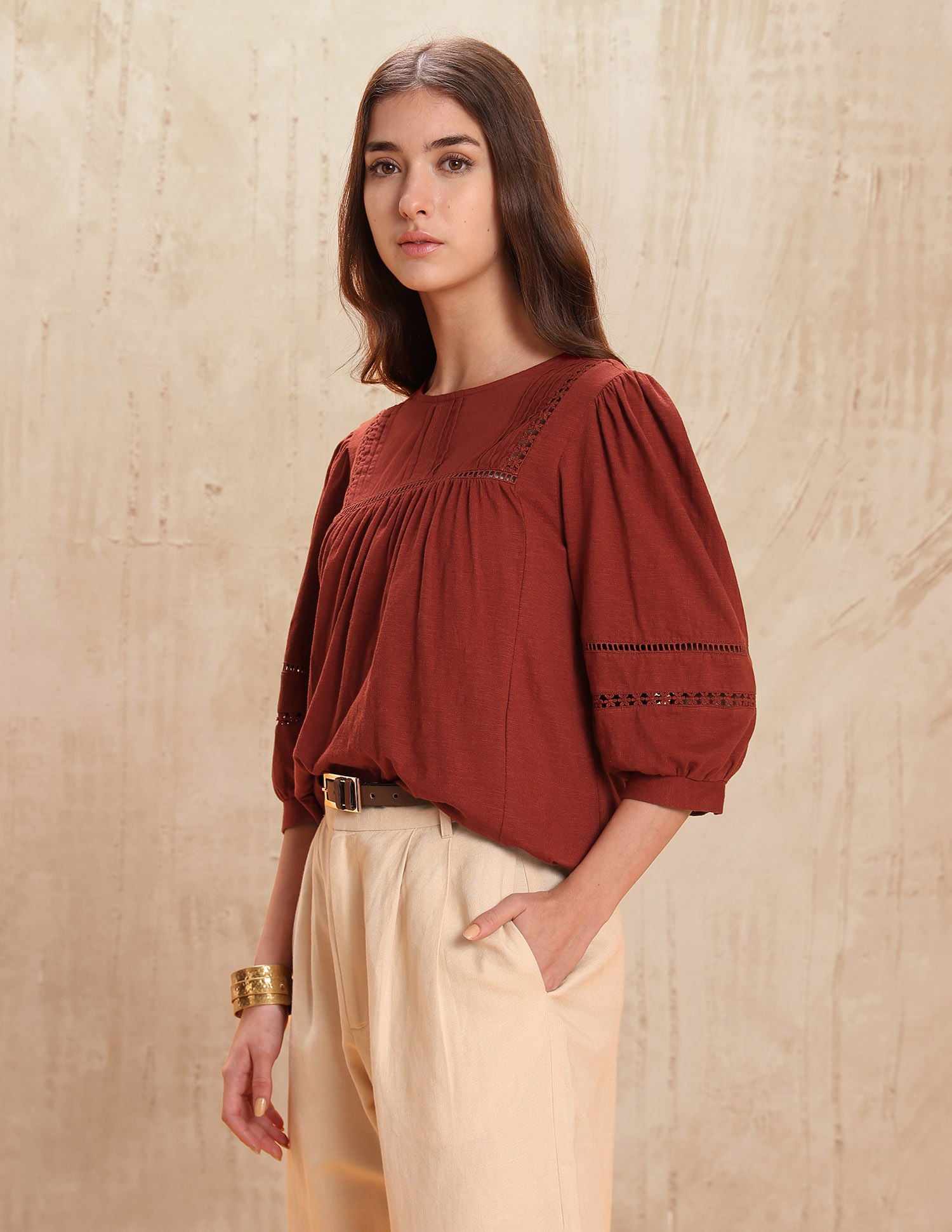 Lace Detailed Top Red - U.S. POLO ASSN. | Large