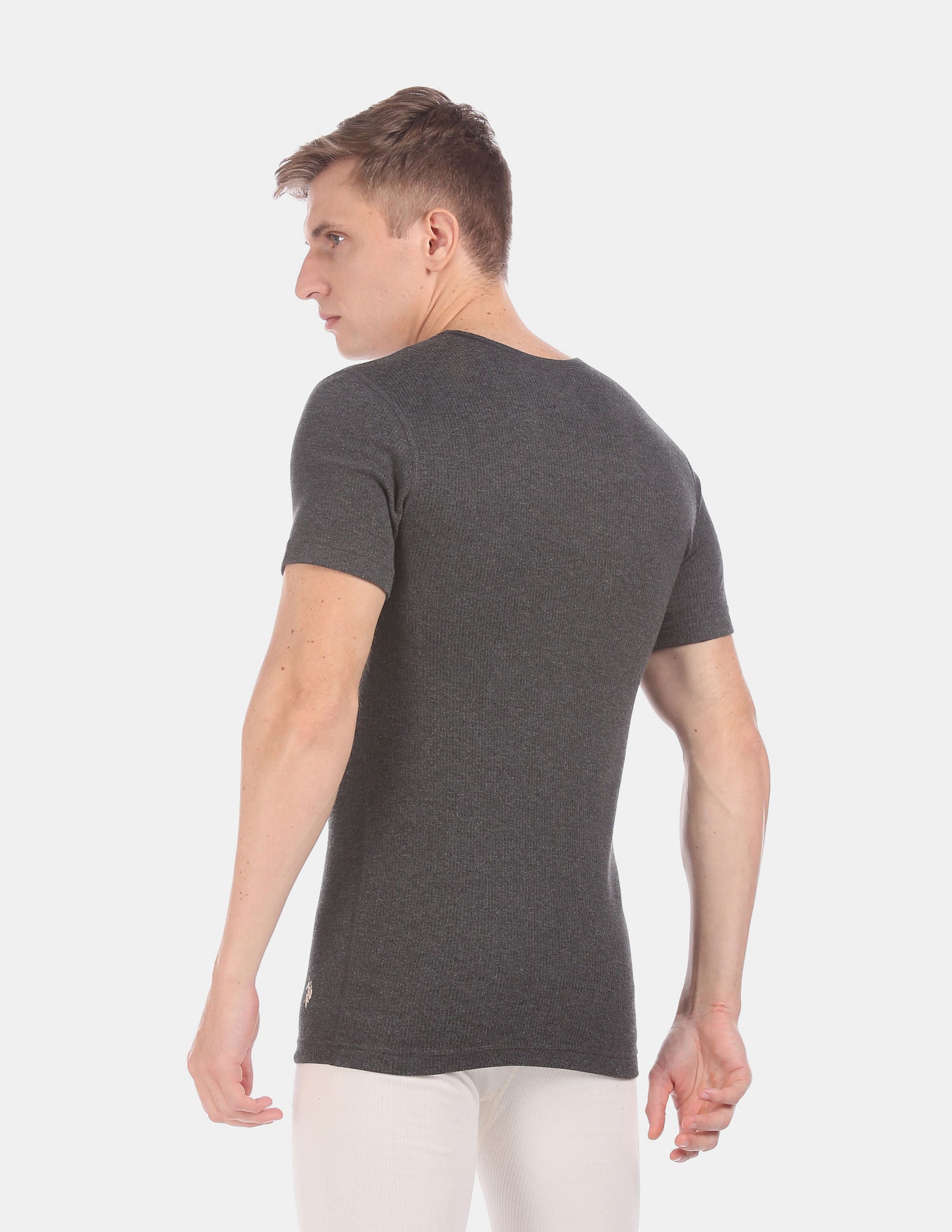 Slim Fit Solid I651 Thermal T-Shirt - Pack Of 1 Anthra Melange - U.S. POLO ASSN. | Large