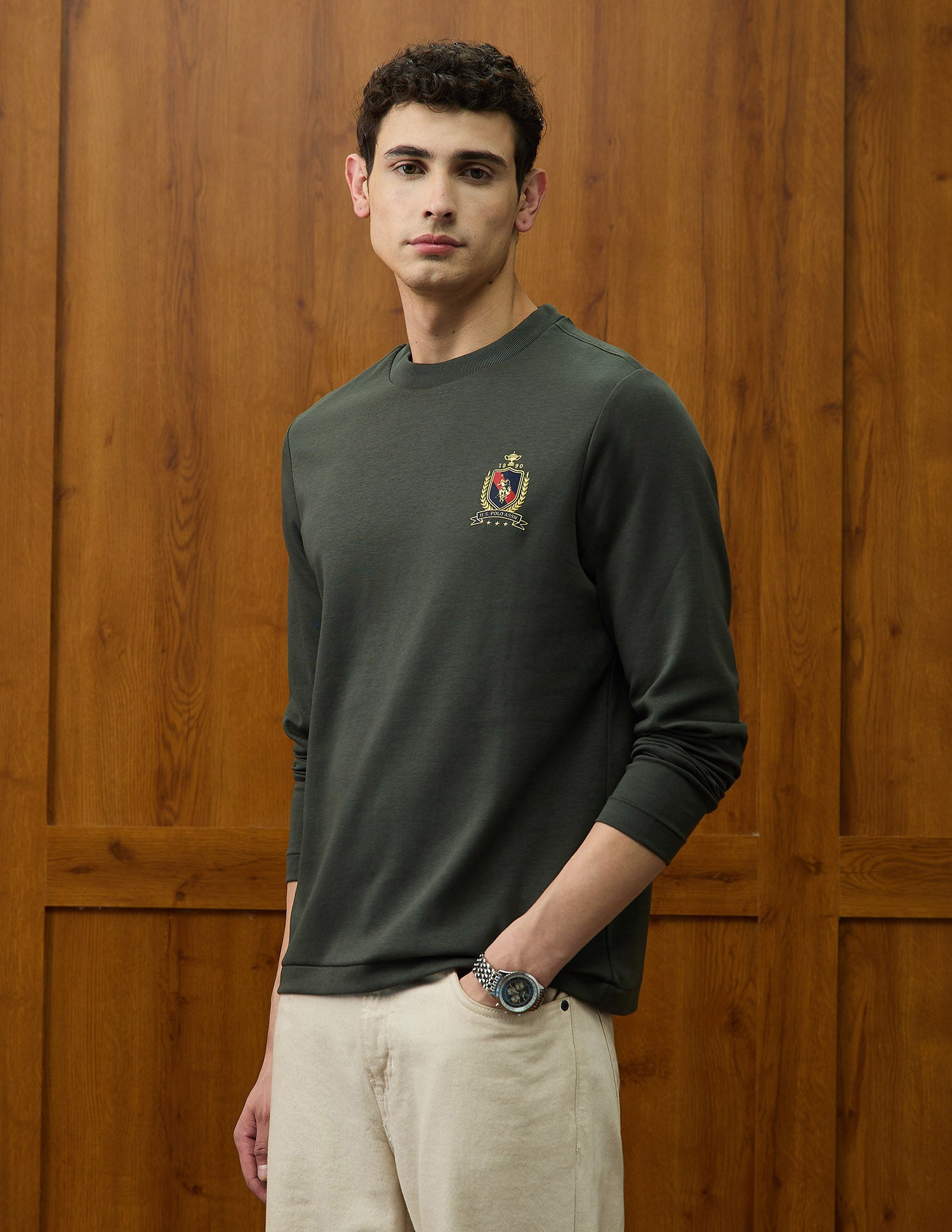 Solid Varsity Theatre T-Shirt Olive - U.S. Polo Assn. India | Large