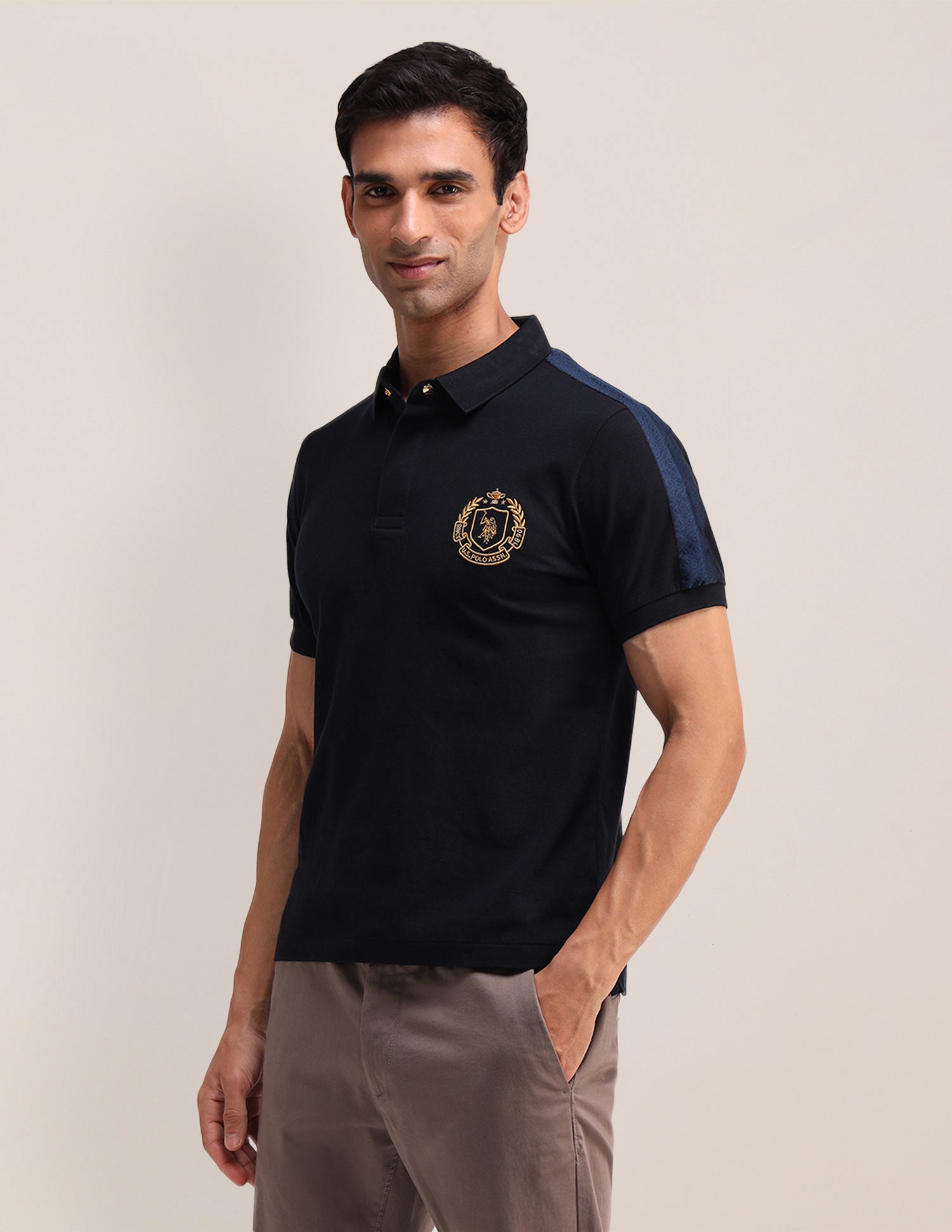 Solid Cotton Muscle Fit Polo Shirt Navy - U.S. POLO ASSN. | Large