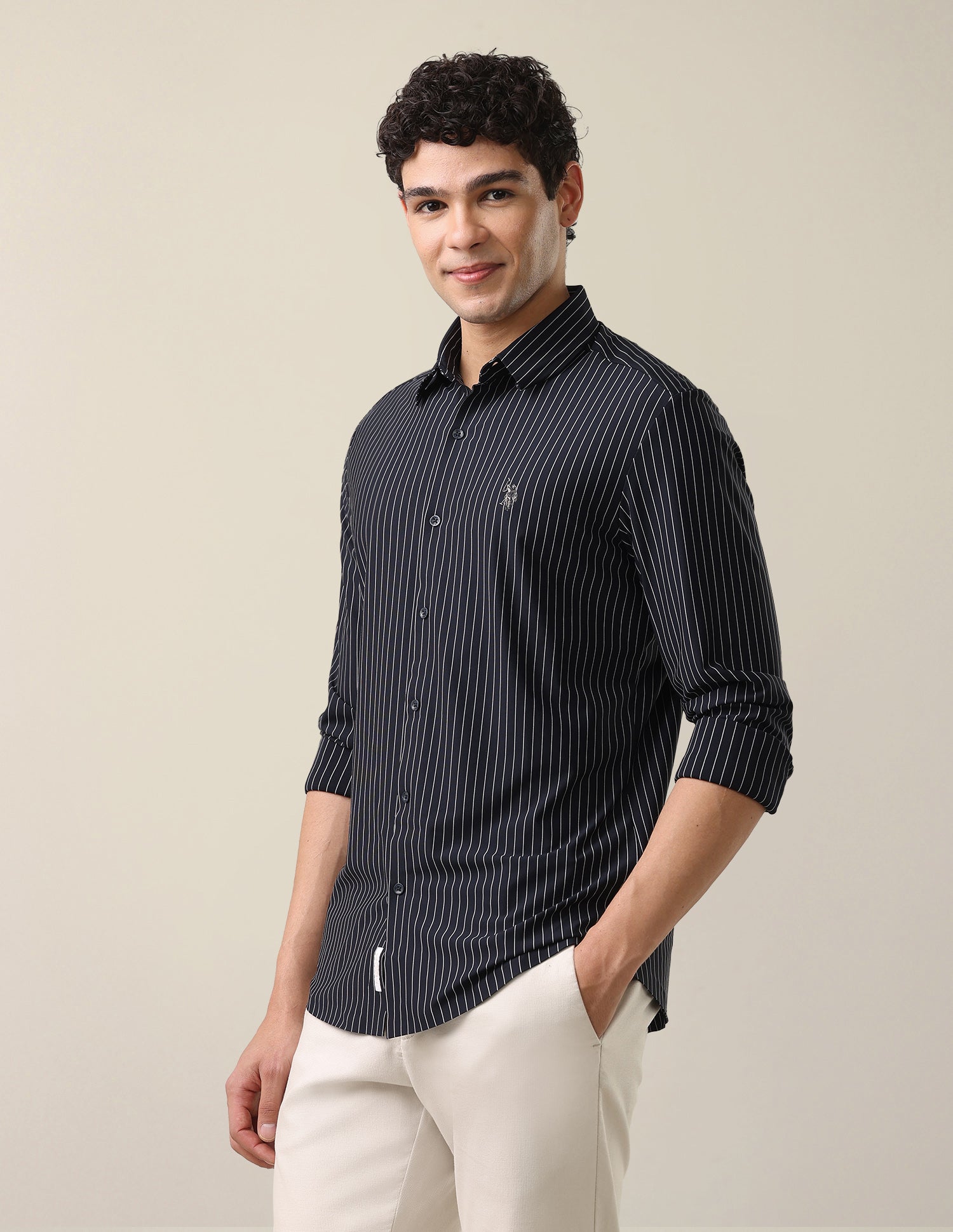 Vertical Striped Knitted Shirt Navy - U.S. Polo Assn. India | Large