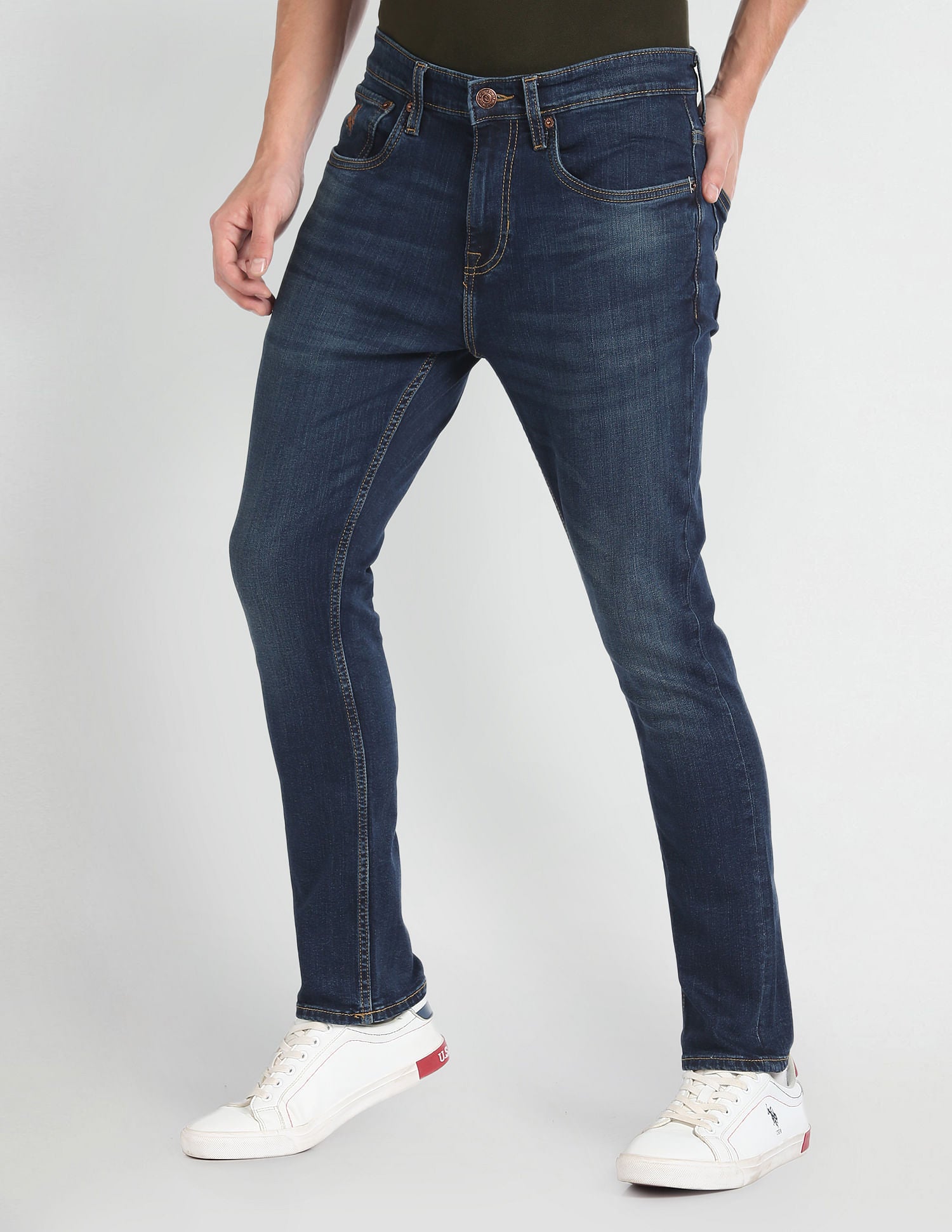 Henry Cropped Tapered Fit Blue Jeans Blue - U.S. Polo Assn. India | Large