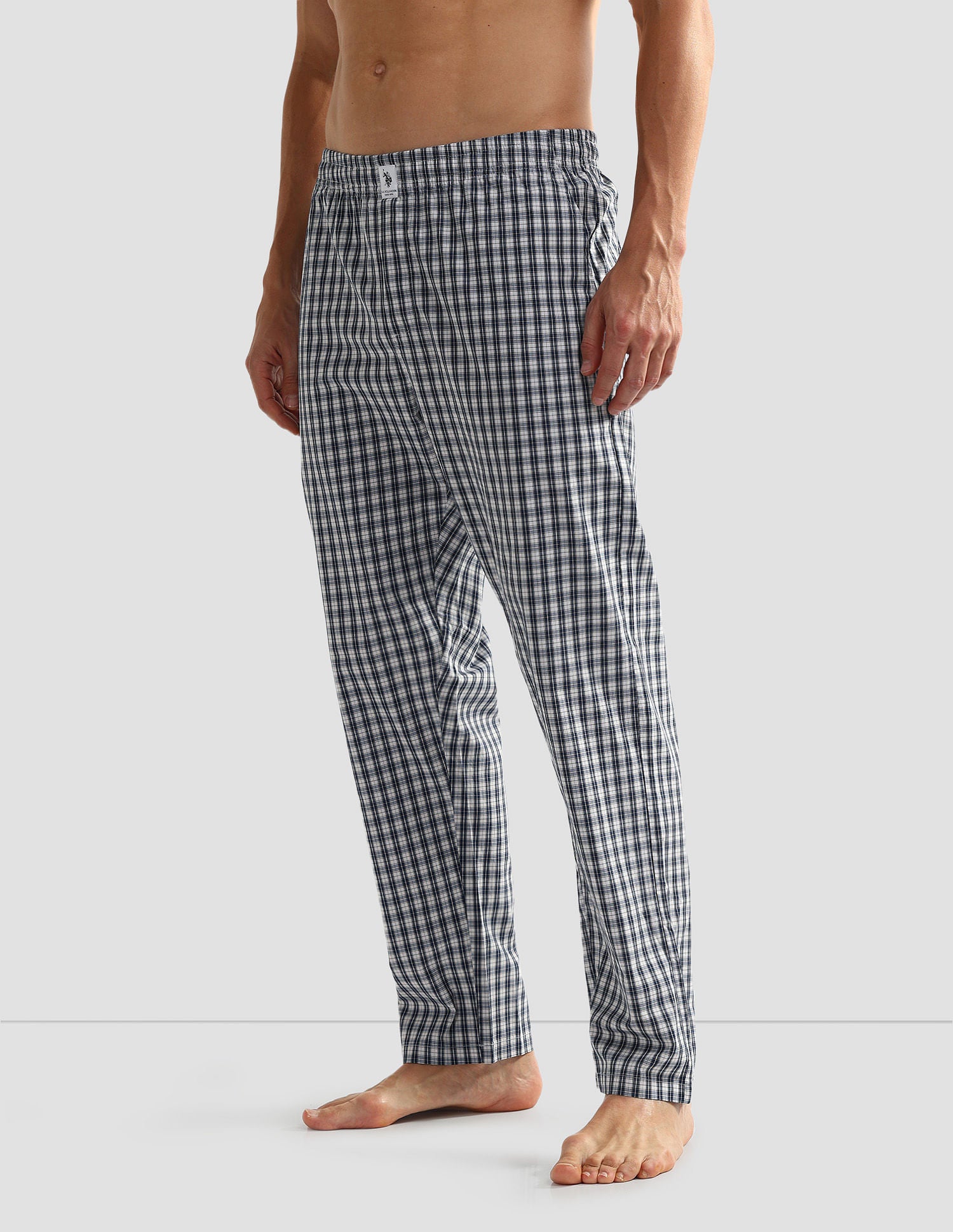 All Over Check OELP5 Lounge Track Pants - Pack Of 1 White Navy Blue - U.S. POLO ASSN. | Large