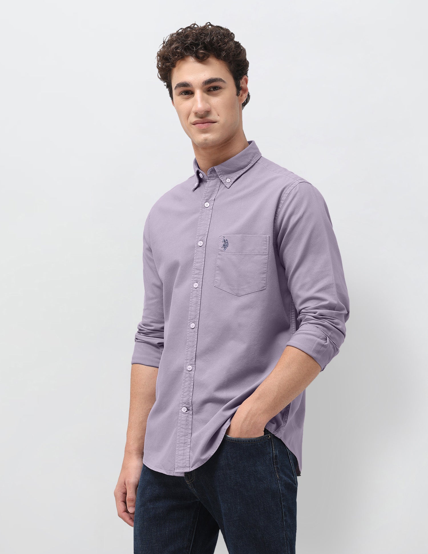 Tailored Fit Oxford Shirt Purple - U.S. Polo Assn. India | Large