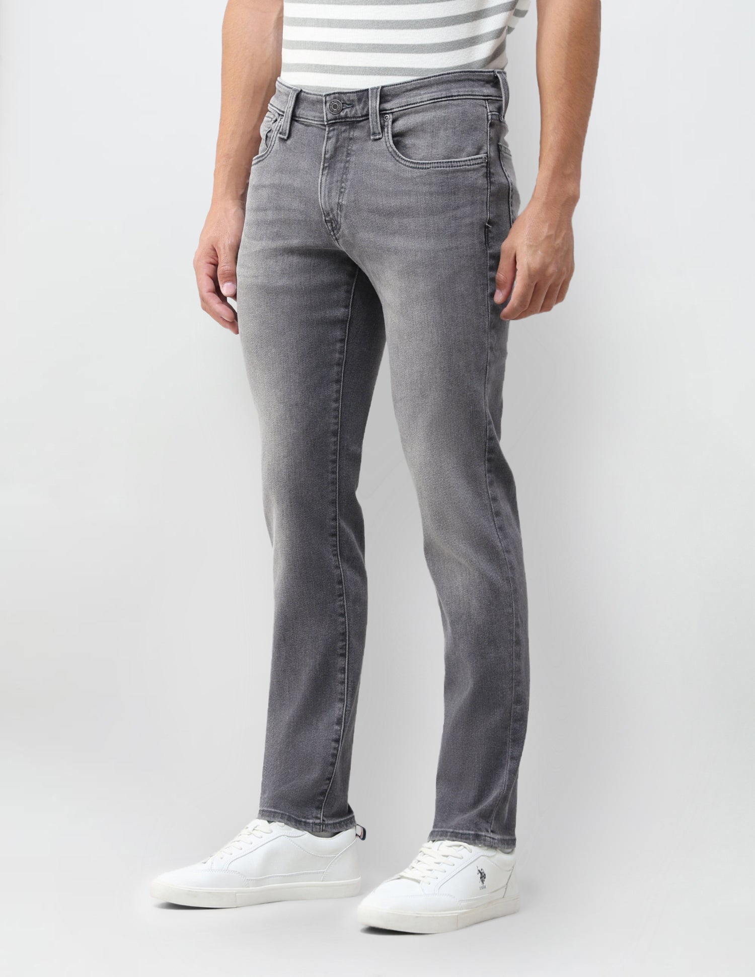 Brandon Slim Tapered Fit Grey Jeans Grey - U.S. Polo Assn. India | Large