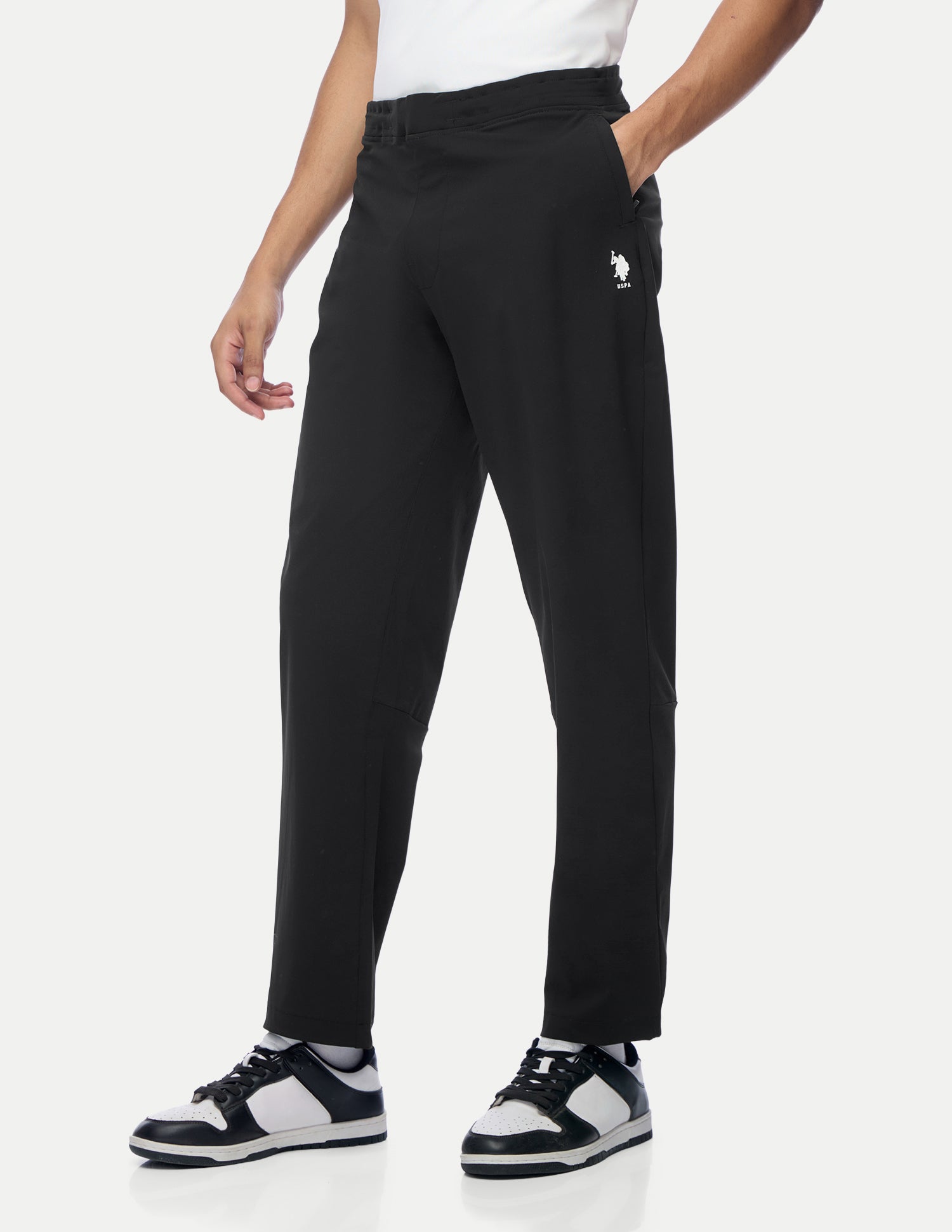 Mid Rise Regular Fit Active Track Pants Black - U.S. Polo Assn. India | Large