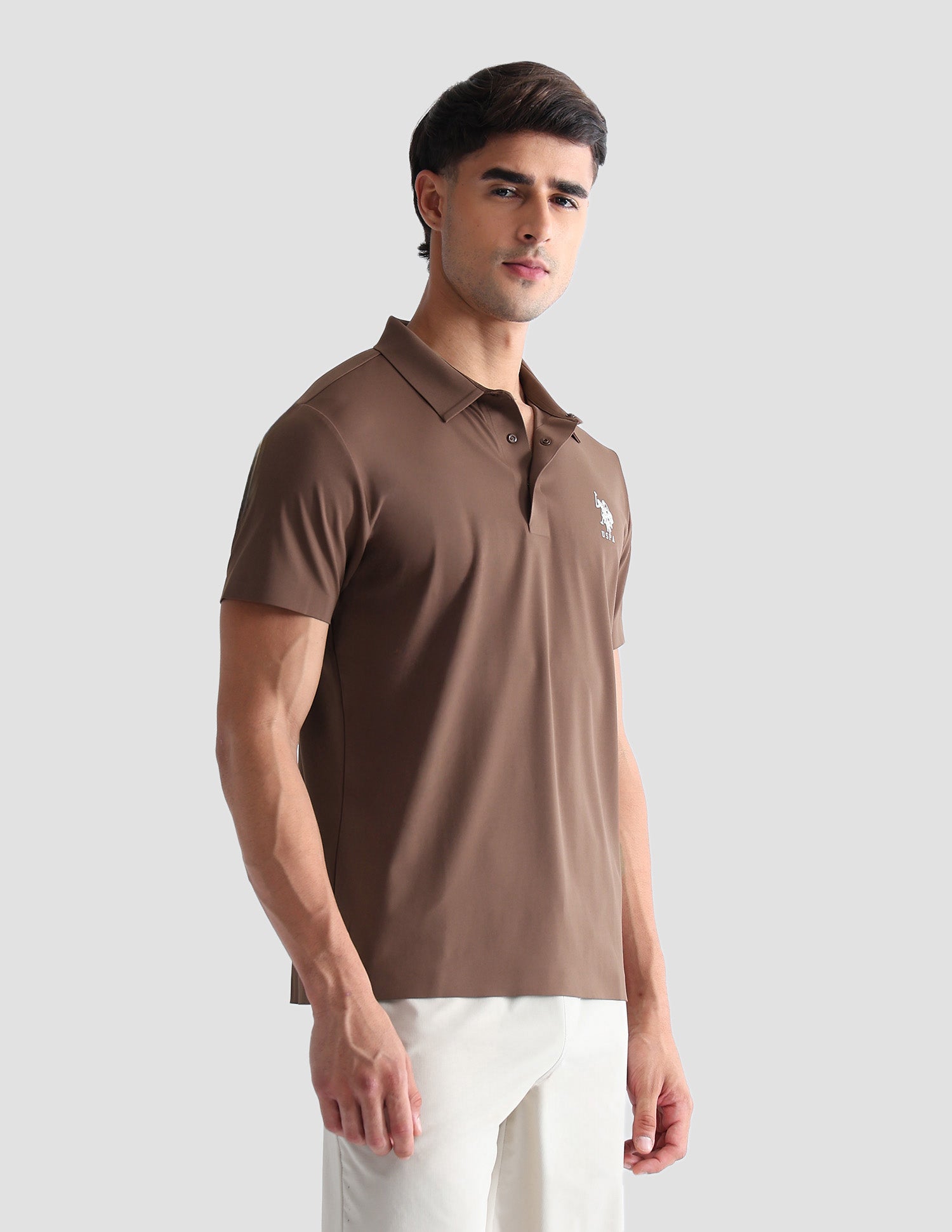 Brand Embossed Active Polo Shirt Brown - U.S. POLO ASSN. | Large