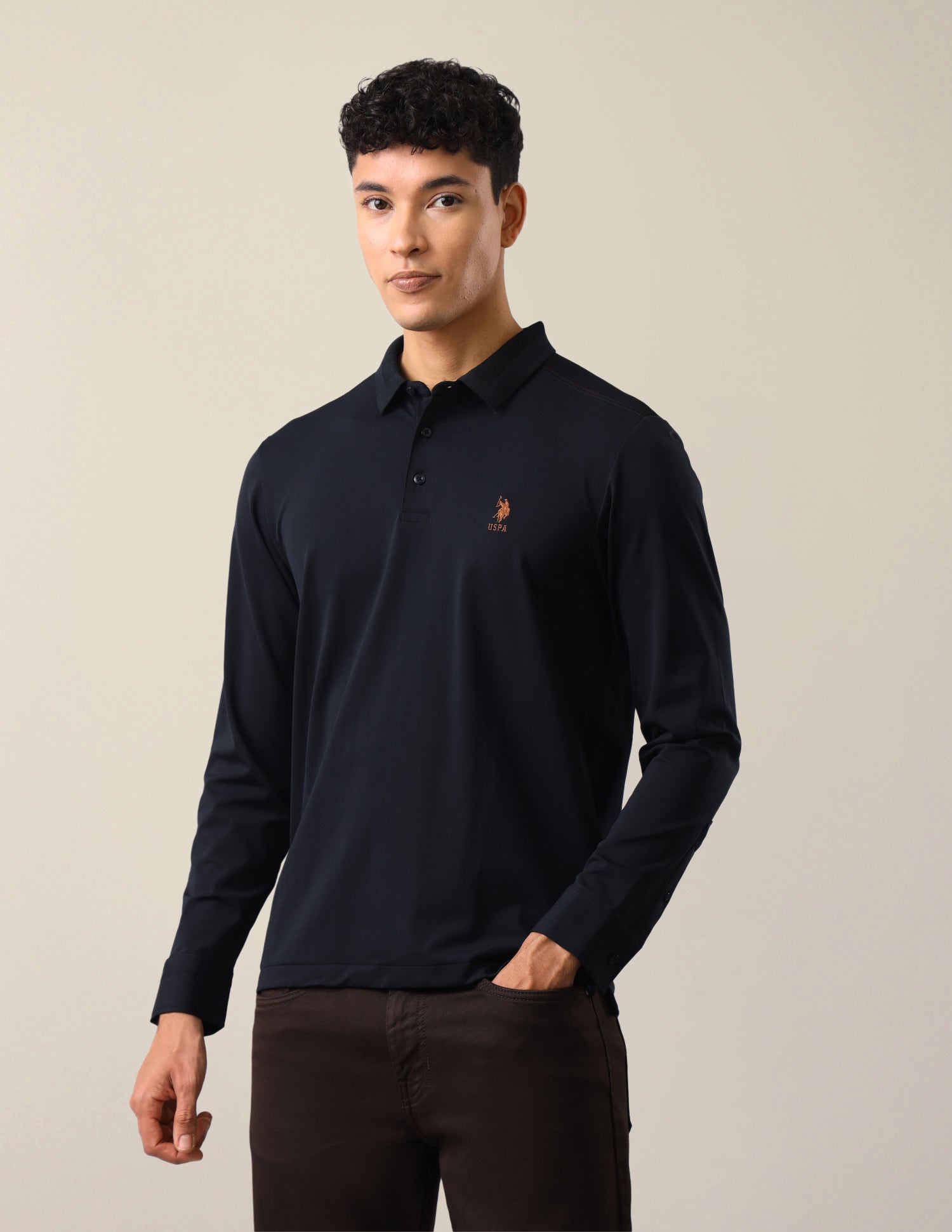 Solid Slim Fit Polo Shirt Navy - U.S. Polo Assn. India | Large