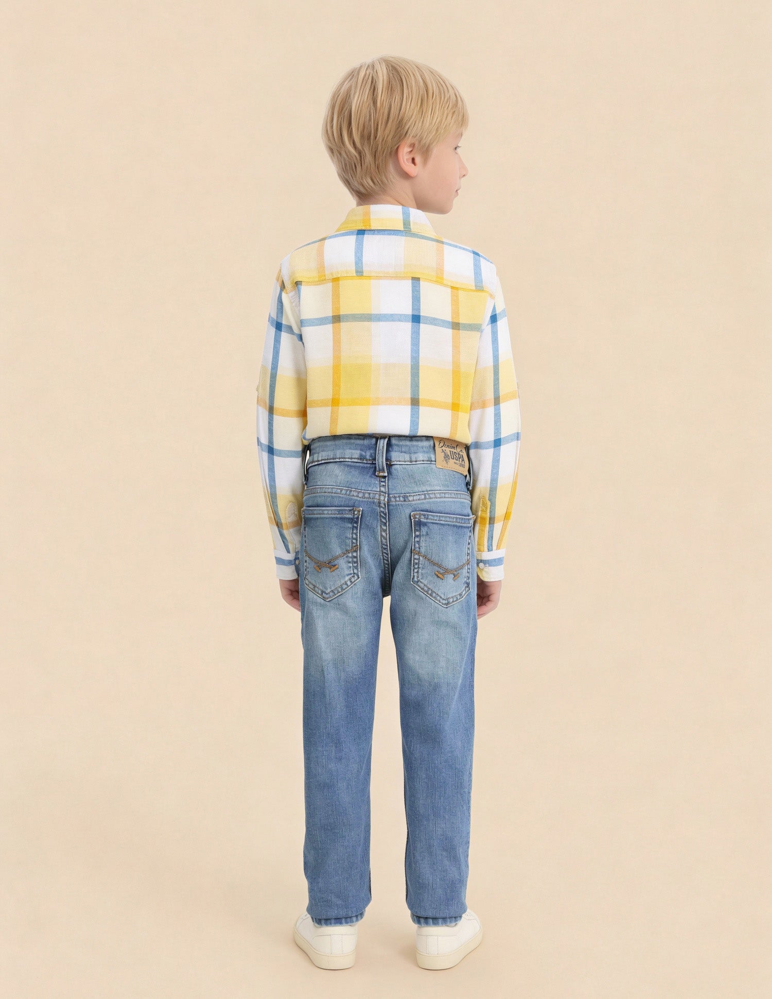 Boys Slim Fit Whiskered Jeans Light Blue - U.S. Polo Assn. India | Large