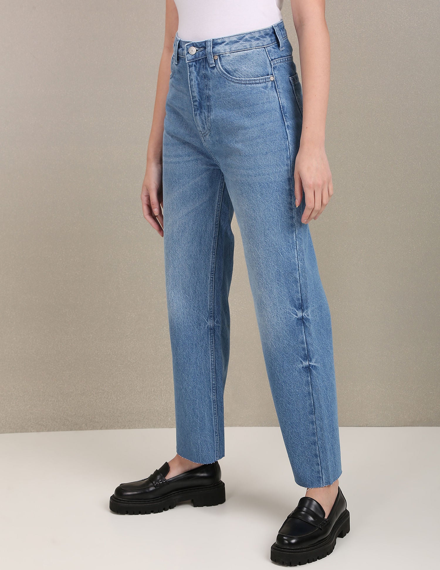 Stone Wash Wide Leg Jeans Blue - U.S. Polo Assn. India | Large