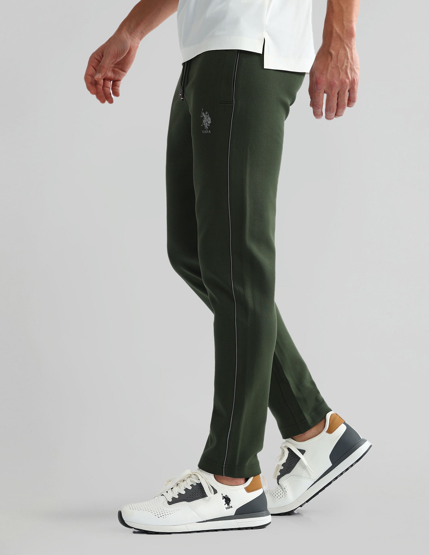 Slim Fit Mid Rise Track Pants Olive - U.S. Polo Assn. India | Large
