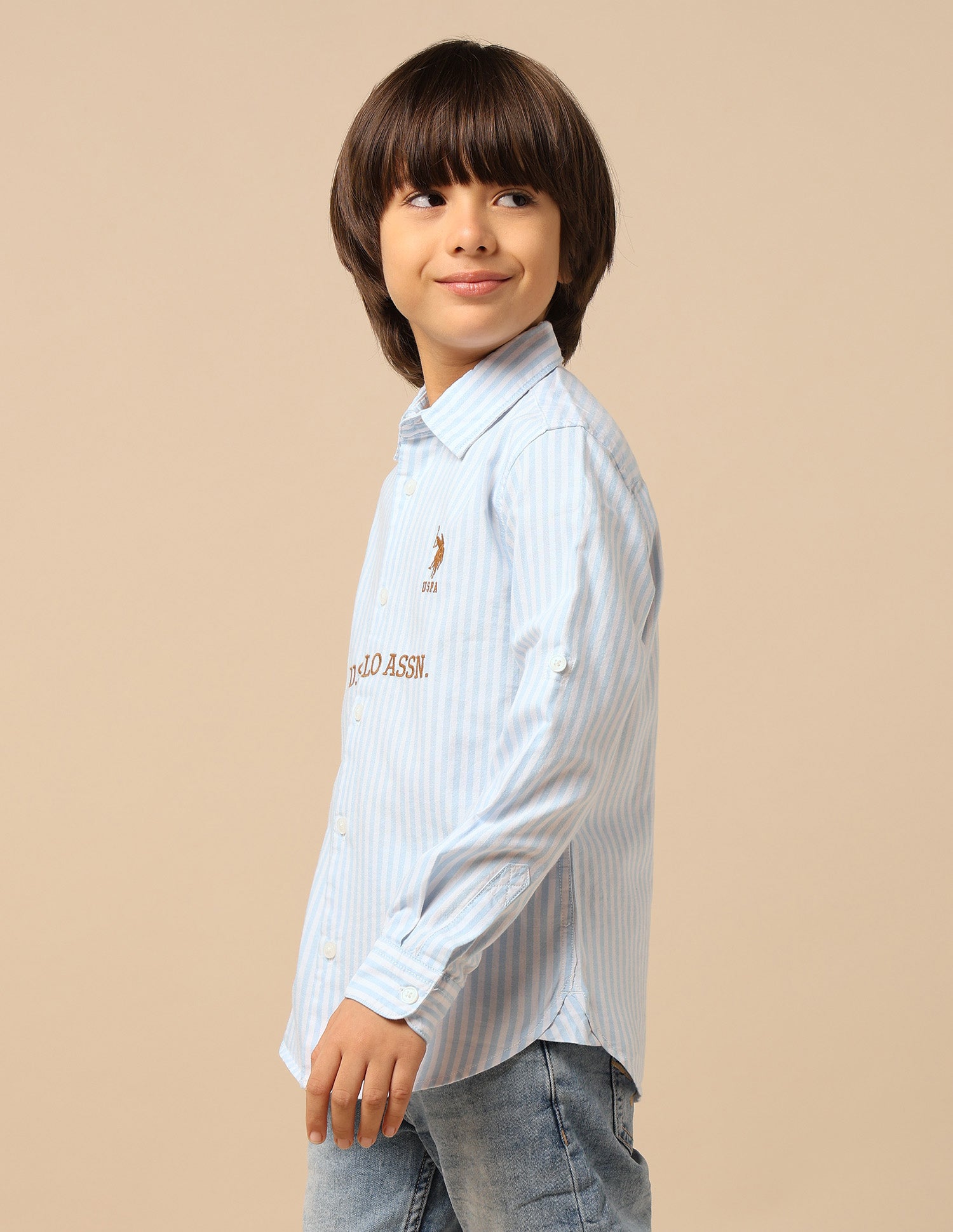 Boys Brand Embroidered Oxford Shirt Light Blue - U.S. POLO ASSN. | Large