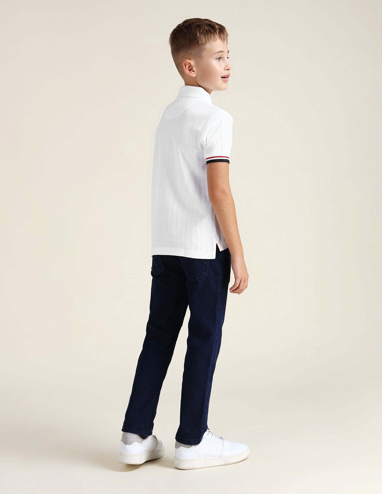 Boys Pure Cotton Regular Polo Shirt Ivory - U.S. Polo Assn. India | Large