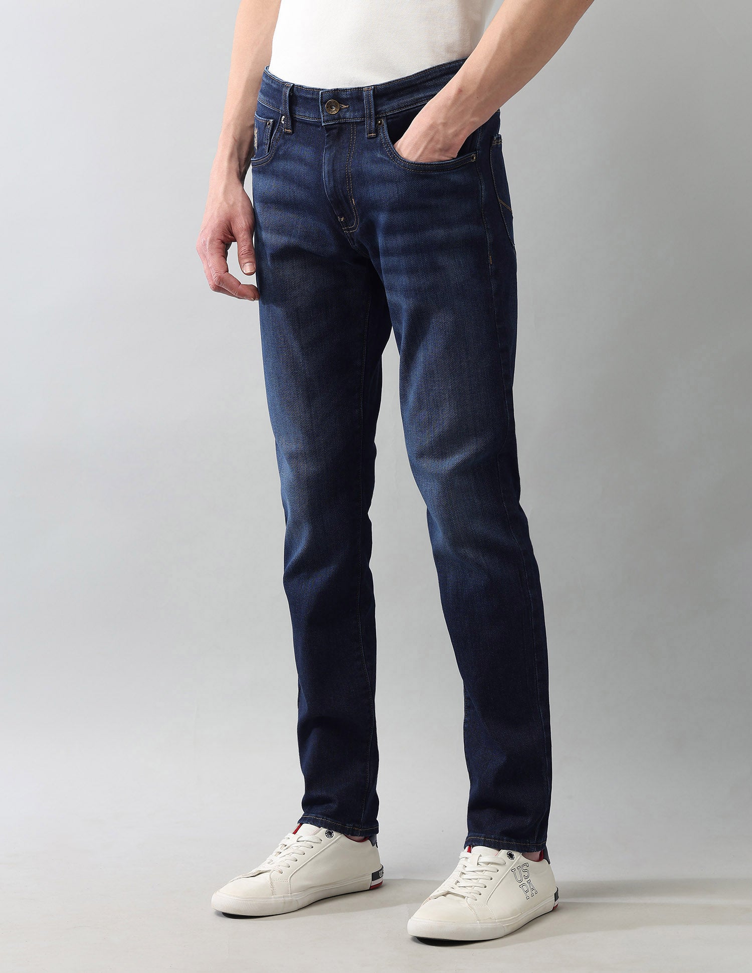 Super Stretch Brandon Slim Tapered Fit Blue Jeans Blue - U.S. Polo Assn. India | Large