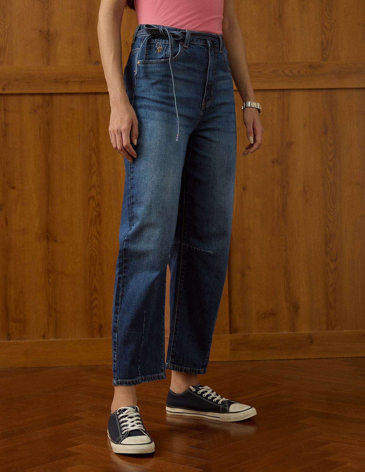 Mid Rise Barrel Fit Jeans Dark Blue - U.S. POLO ASSN. | Large