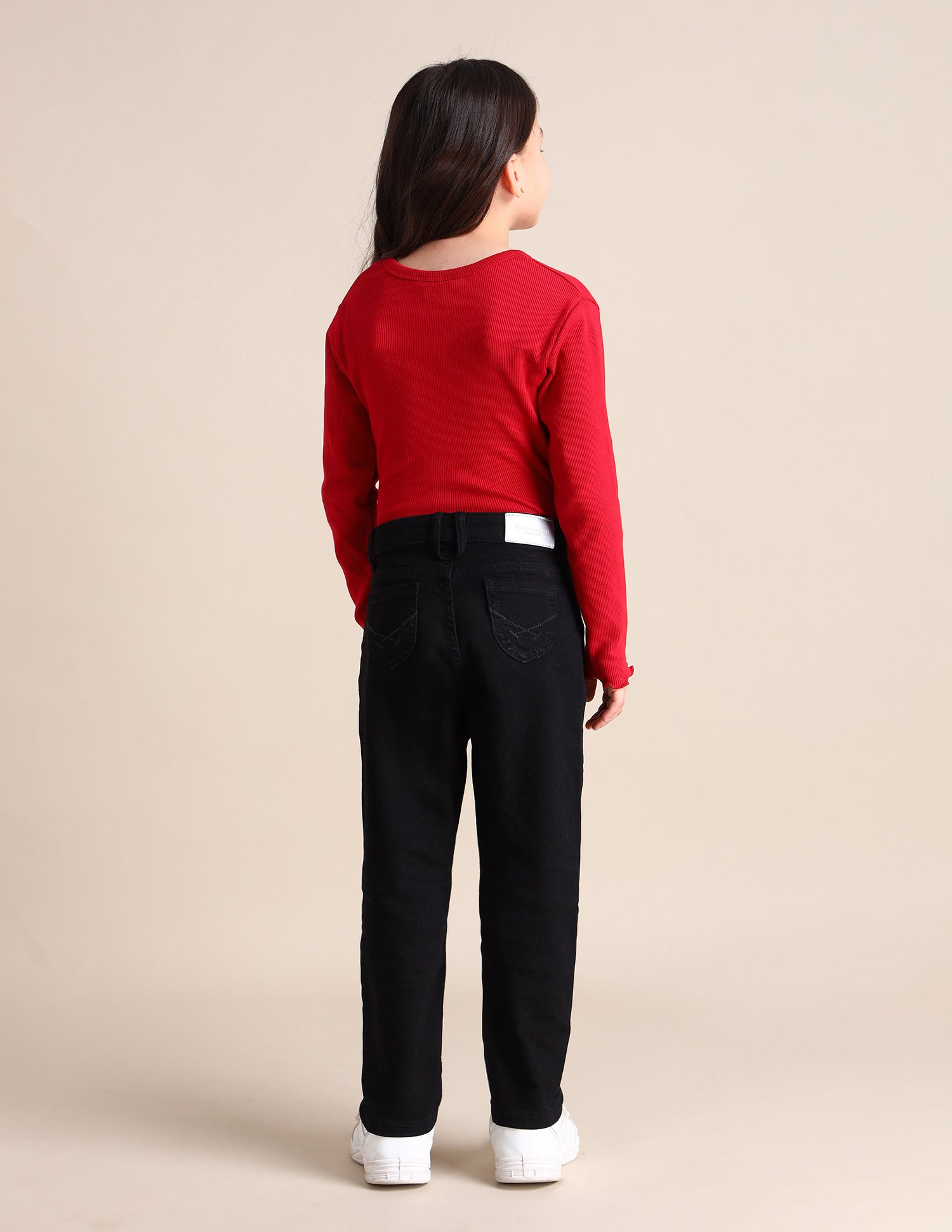 Girls Cotton Slim Fit Jeans Black - U.S. POLO ASSN. | Large