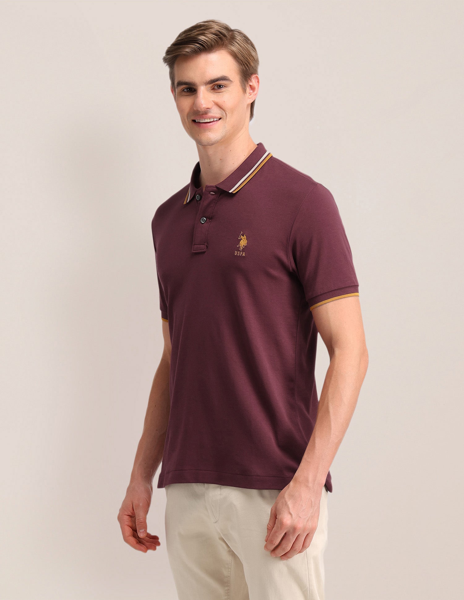 Solid Slim Fit Polo Shirt Violet - U.S. POLO ASSN. | Large