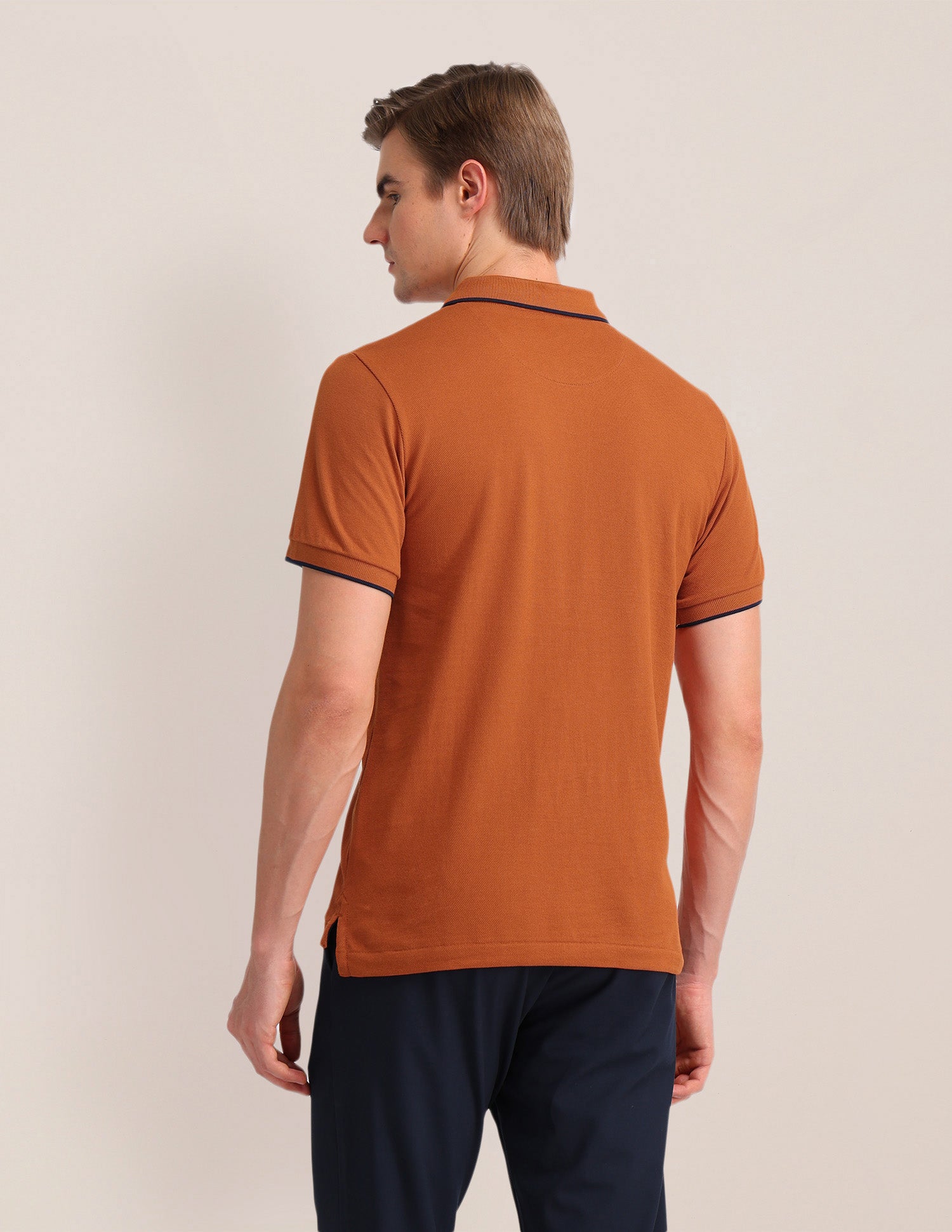 Typographic Printed Cotton Polo Shirt Rust - U.S. POLO ASSN. | Large